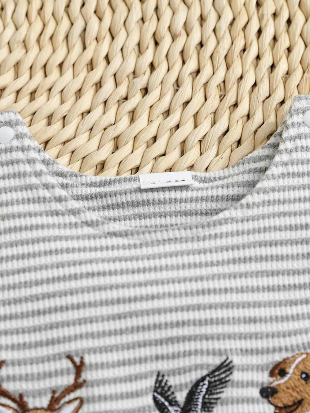 Children's Striped Embroidered Animal Sleeveless One-Piece, image 2