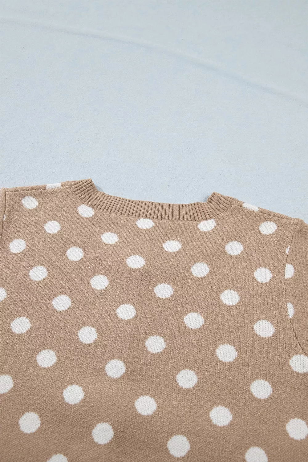 Polka Dot Short Sleeve Button Down Sweater Cardigan, image 8