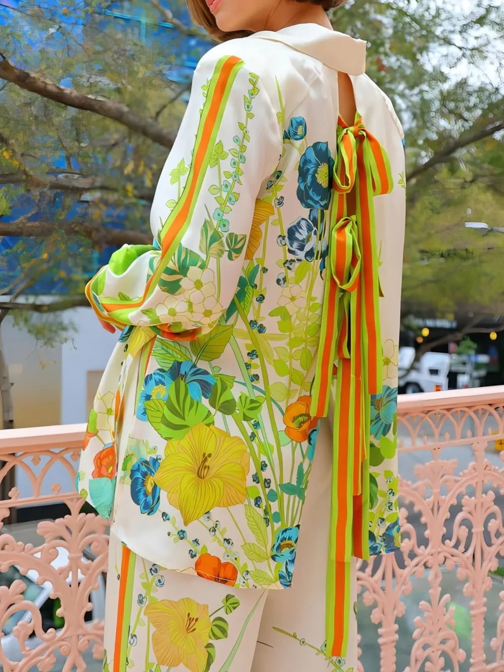 Printed Tie Back Shirt and Pants Set, image 5