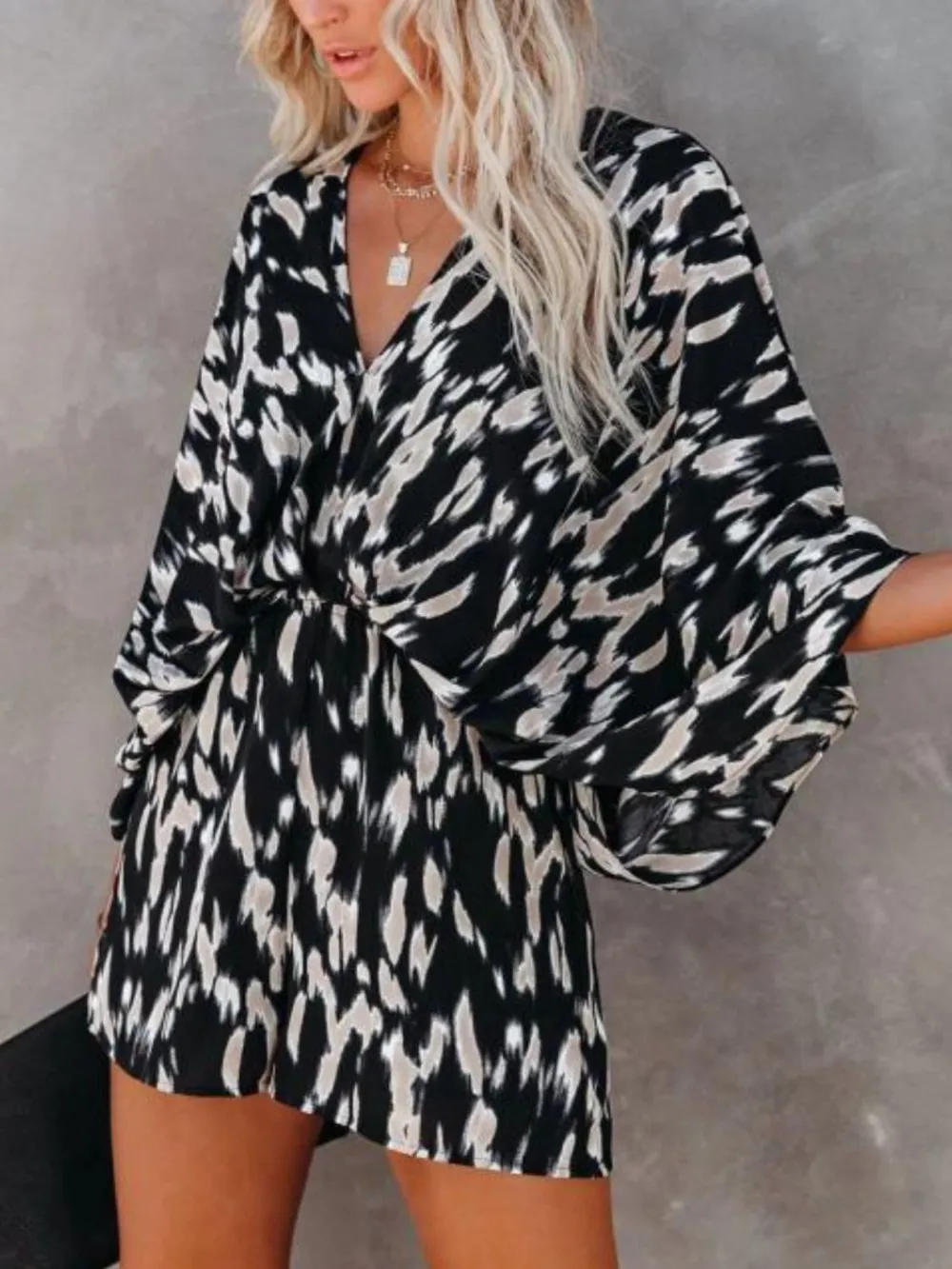 Oversized Tied Back Printed Romper, image 8