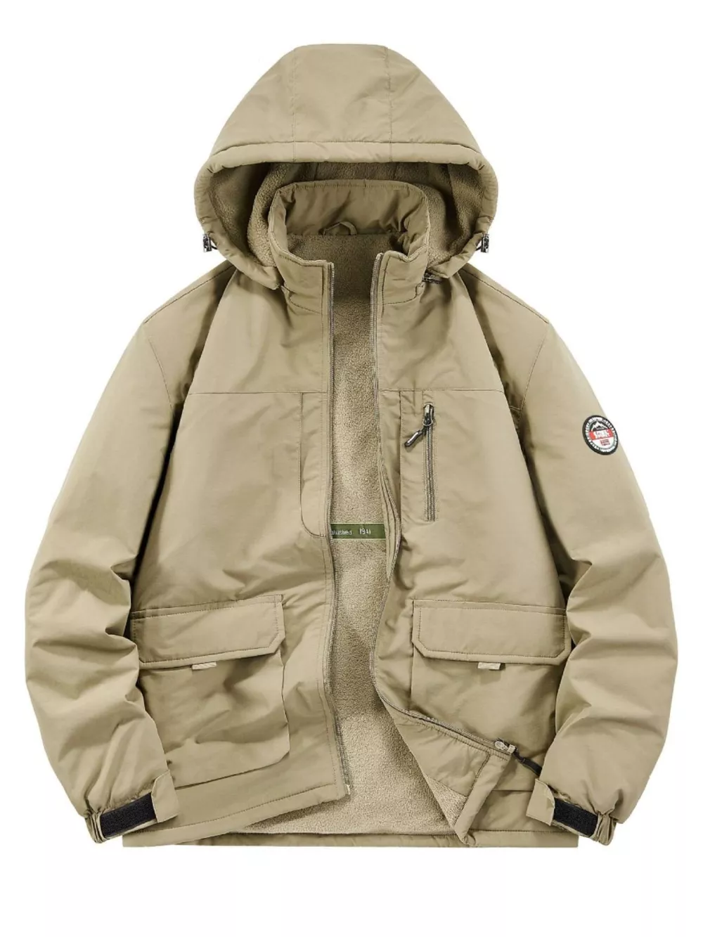 Men's Plus Size Zip Up Hooded Outdoor Jacket, image 3