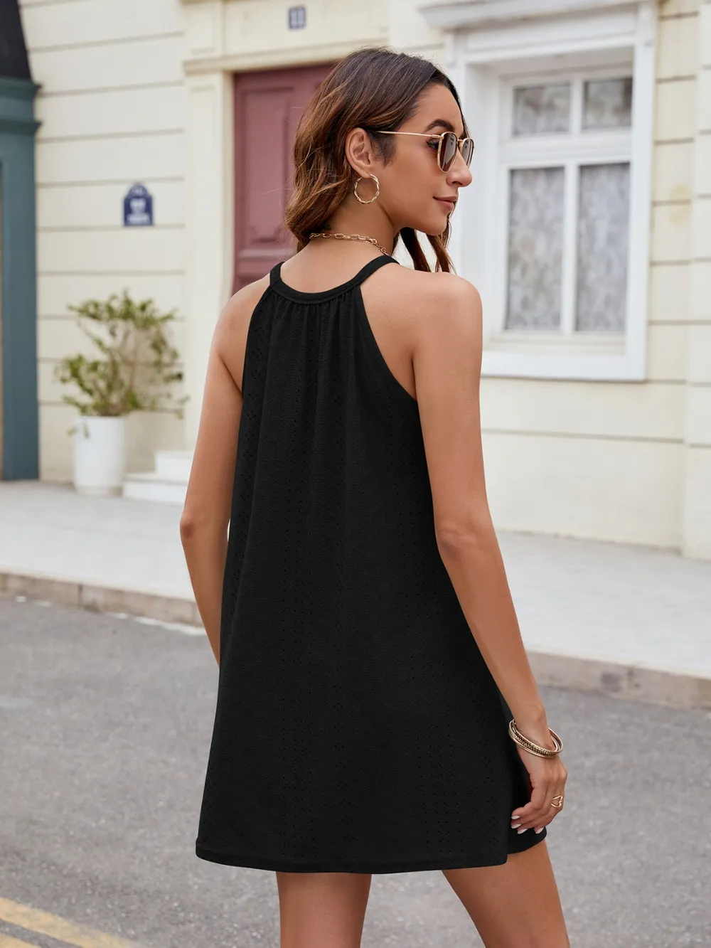 Eyelet Sleeveless Mini Dress, image 15