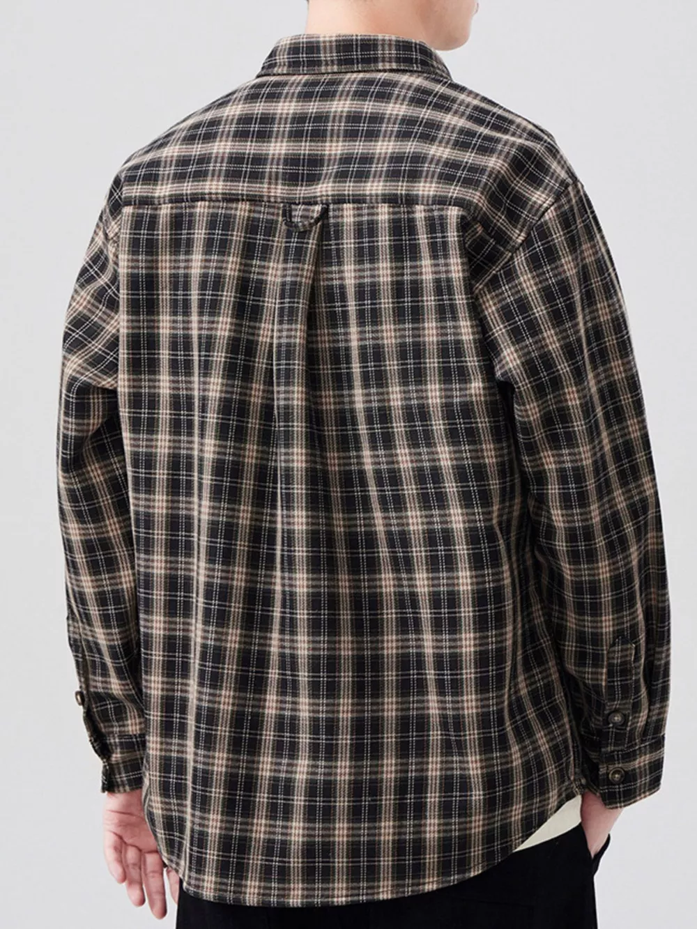 Men's Plus Size Casual Plaid Long Sleeve Shirt, image 4