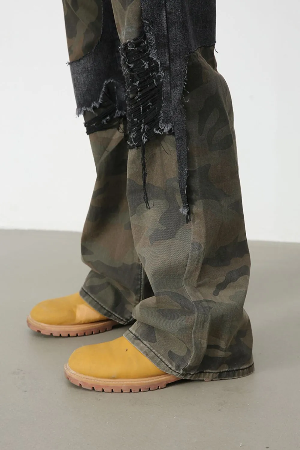 Men's Frayed Hem Camouflage Jeans, image 6