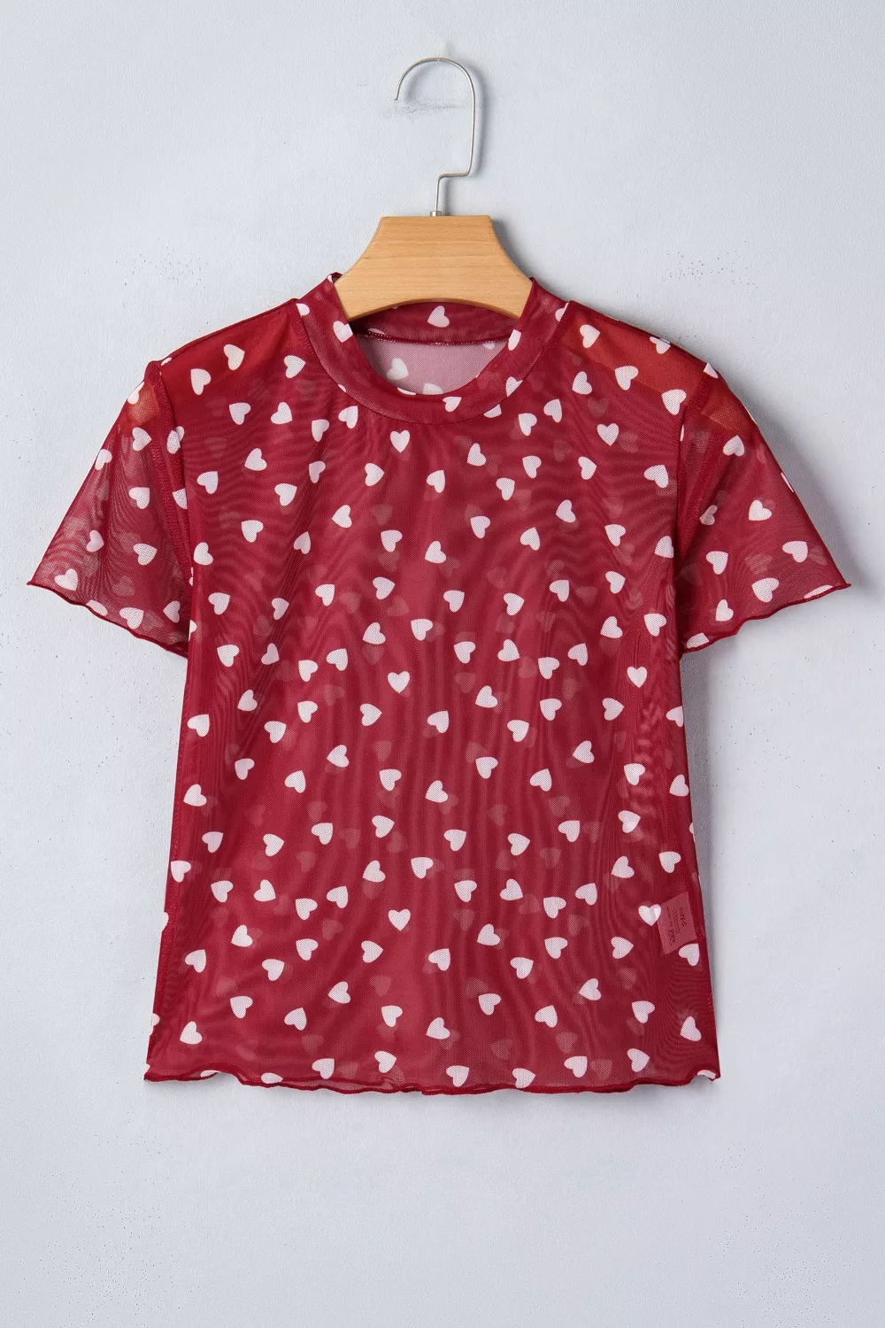 Sheer Heart Print Fitted Top, image 14