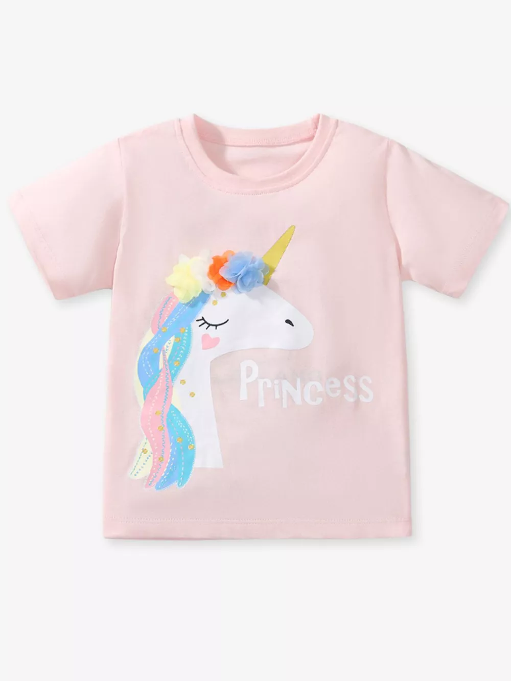 Children's Unicorn Graphic Round Neck T-Shirt