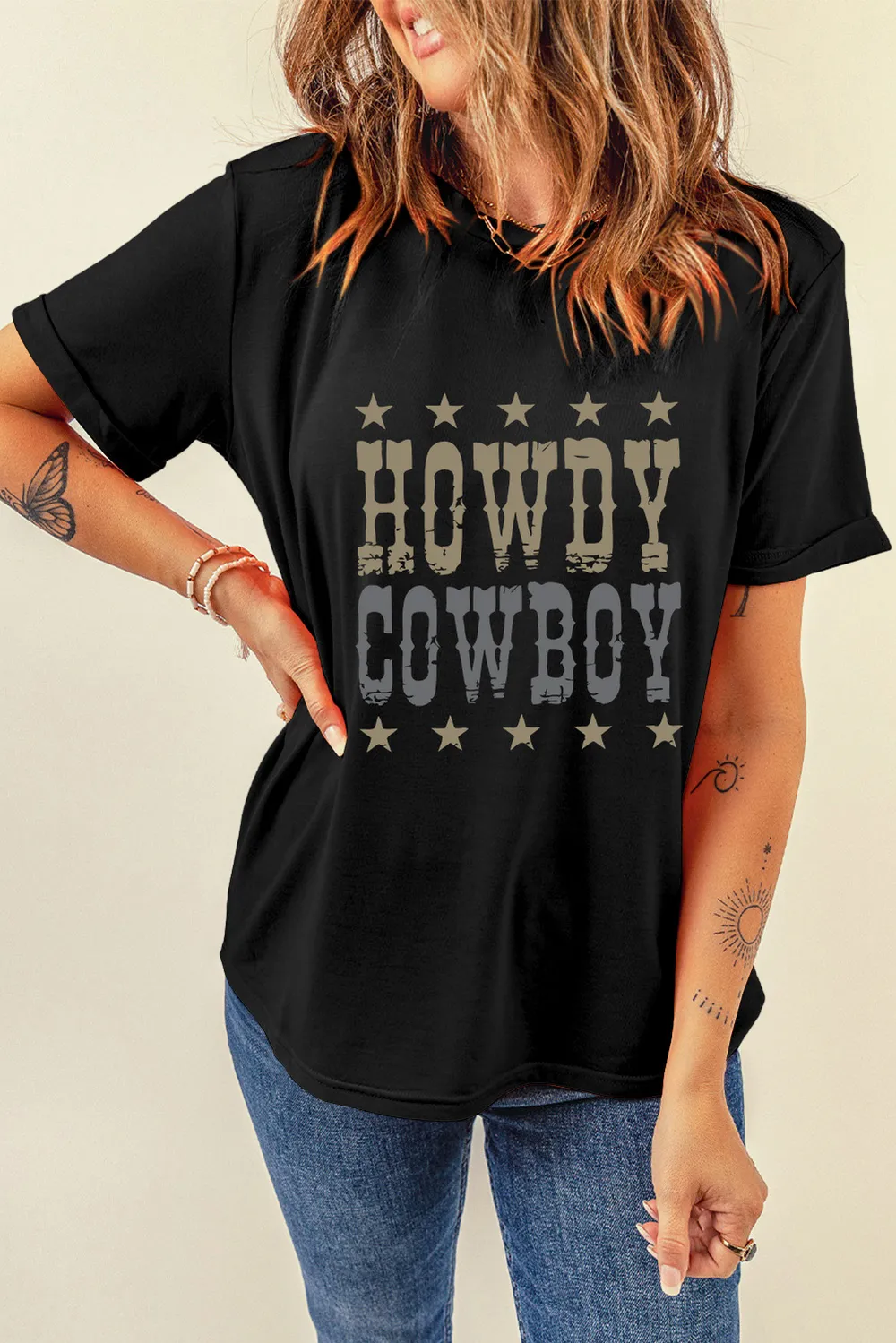 Letter Graphic Round Neck Short Sleeve T-Shirt, image 4