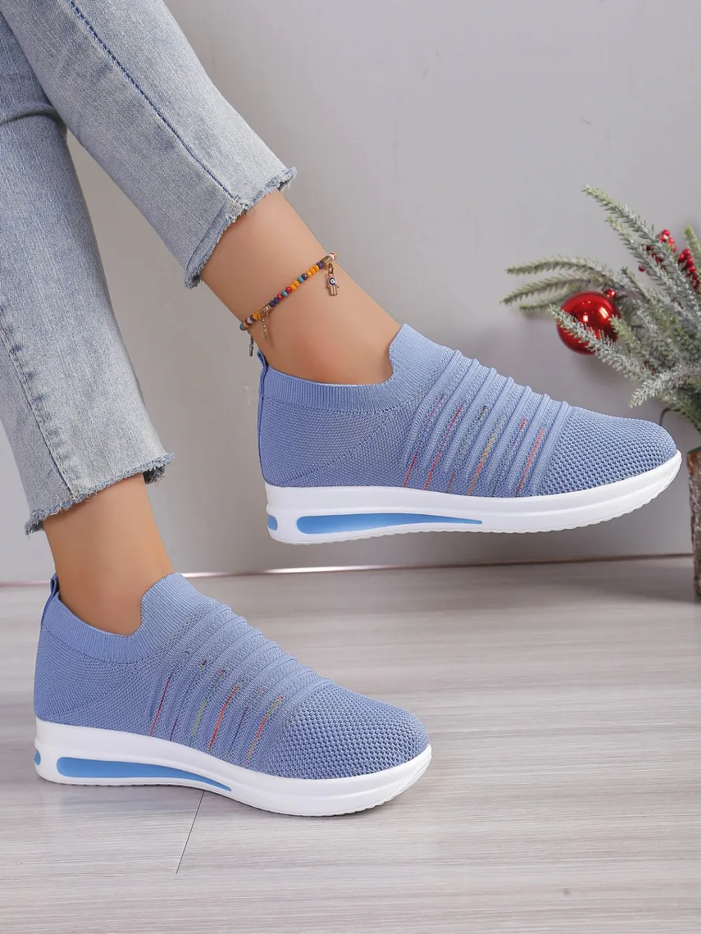 Breathable Mesh Wedge Sneakers, image 6