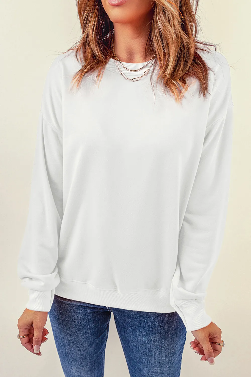 Round Neck Dropped Shoulder Sweatshirt, image 7