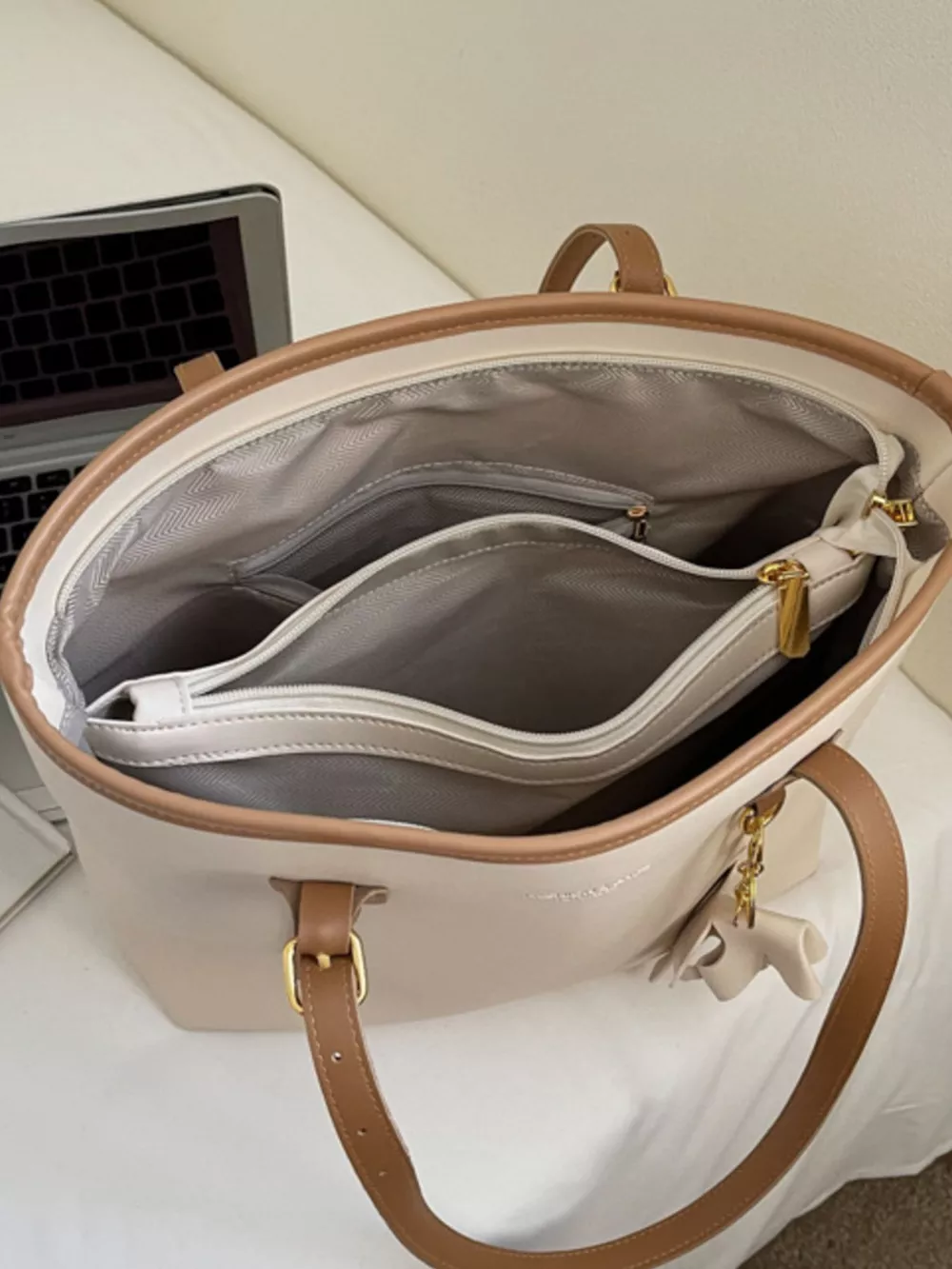 Contrast Leather Shoulder Bag, image 7