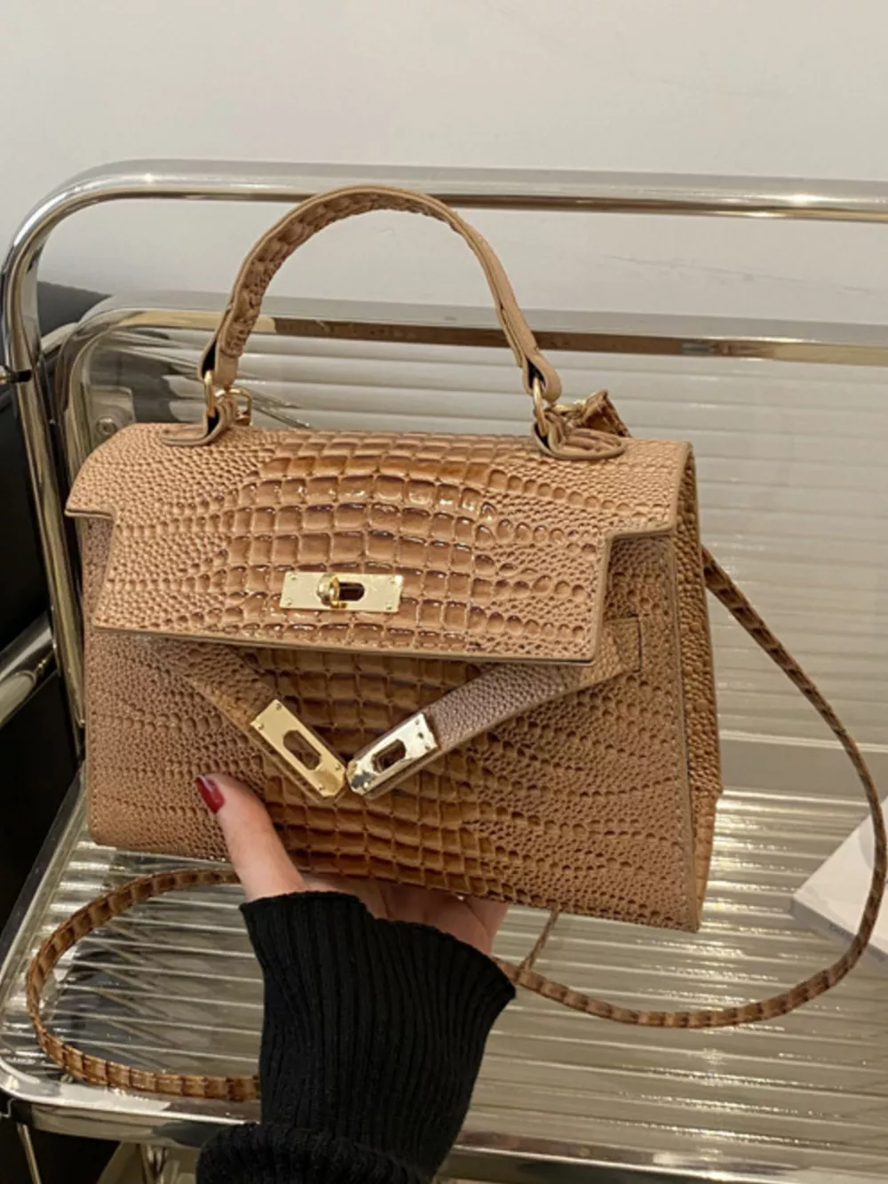 Embossed Flap Crossbody Bag, image 15