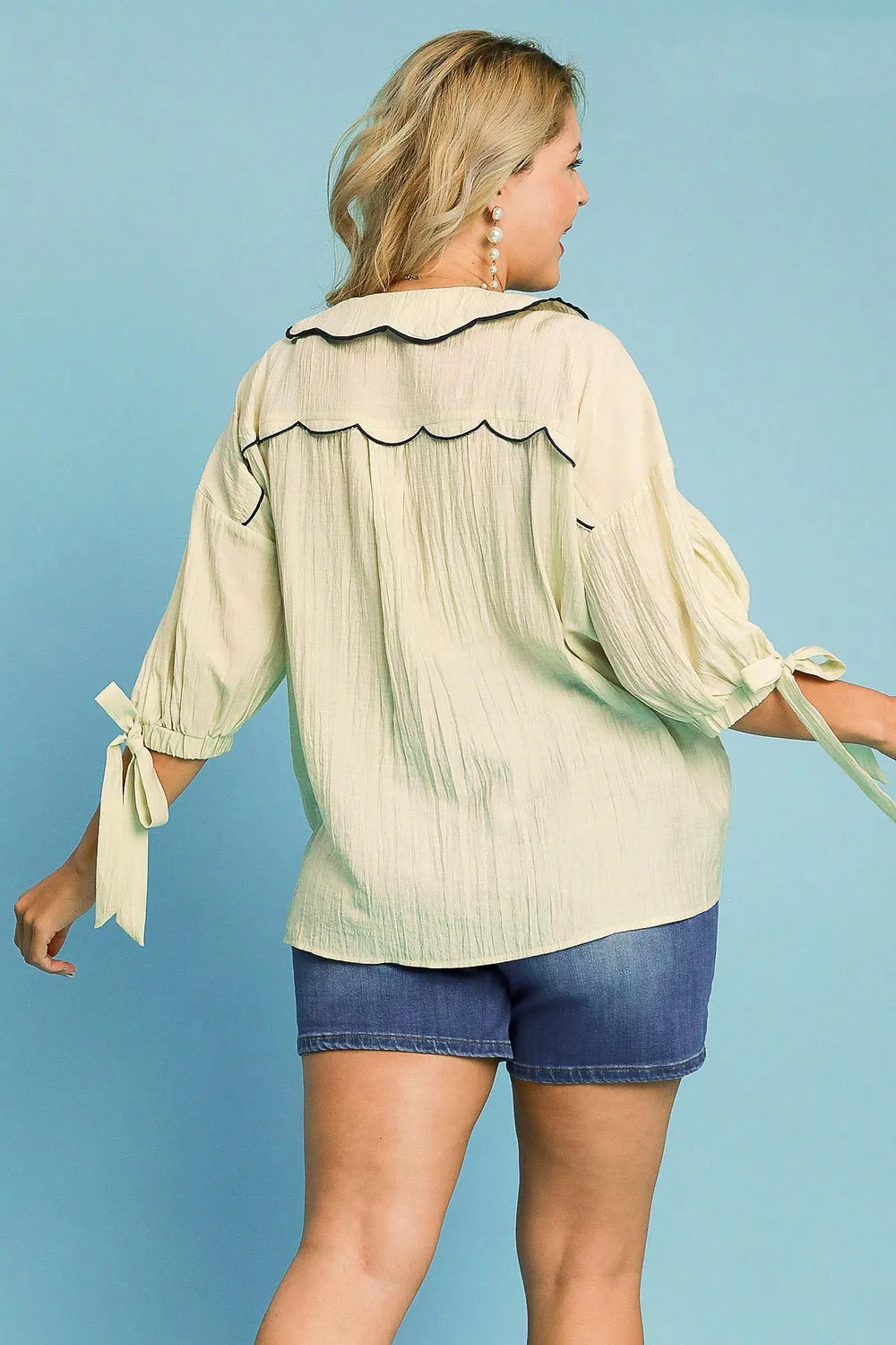 Full Size Embroidered Detail Button Down Shirt Plus Size, image 6