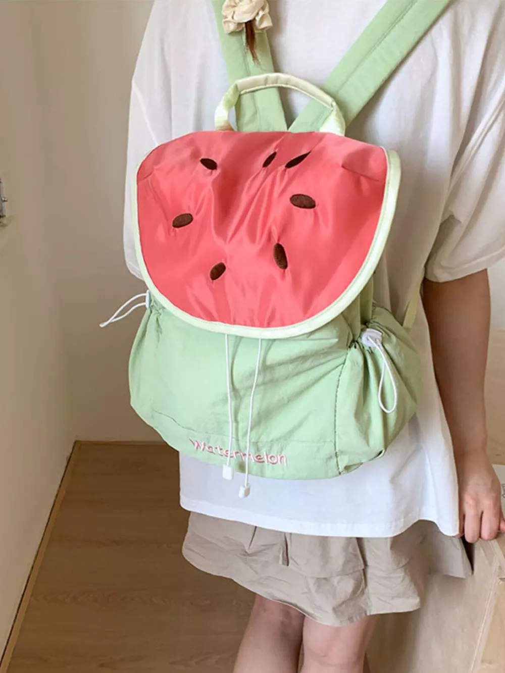 Watermelon Slice Drawstring Backpack Bag, image 4