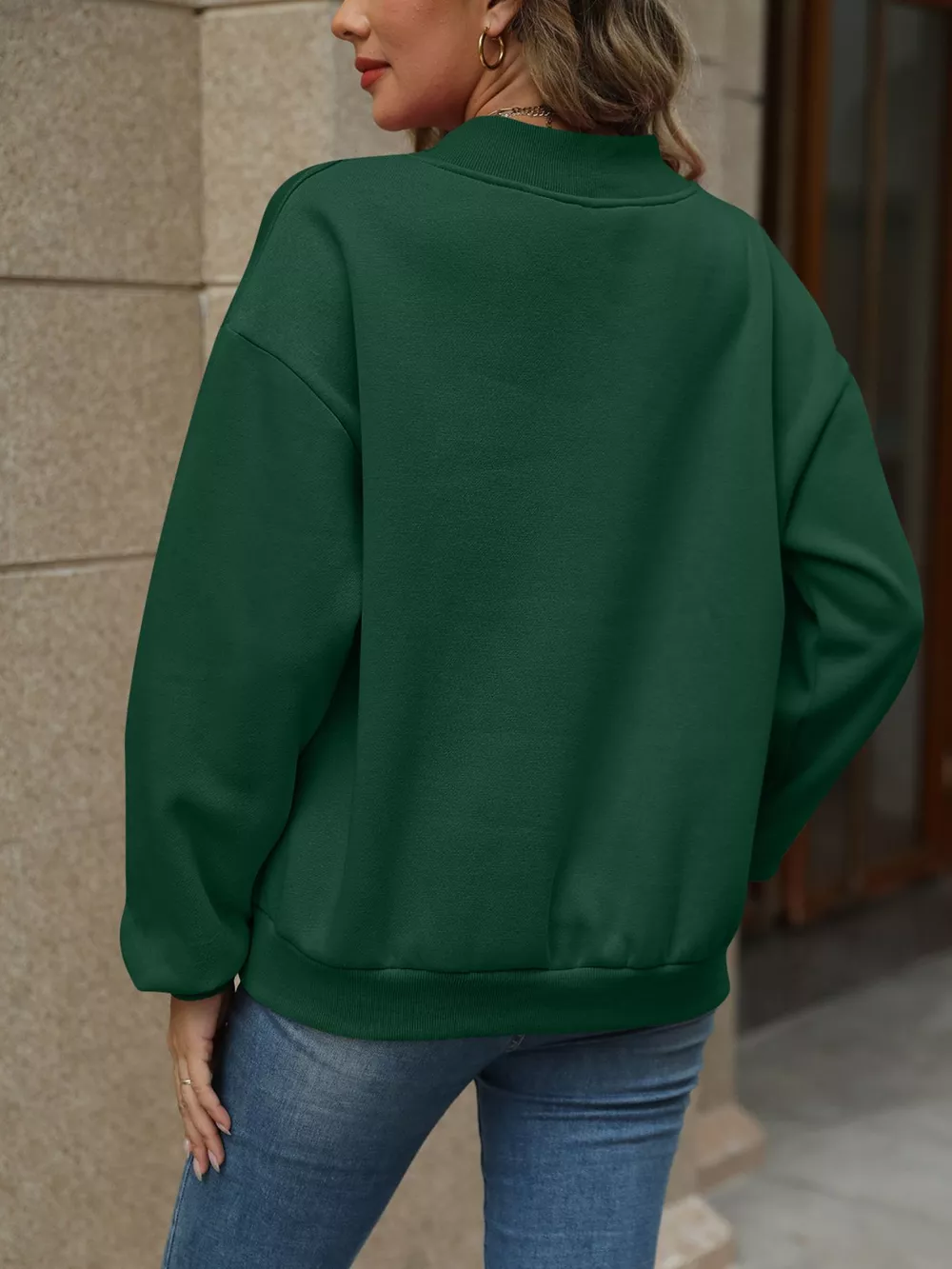 V-Neck Solid Color Casual Sweatshirt, image 26