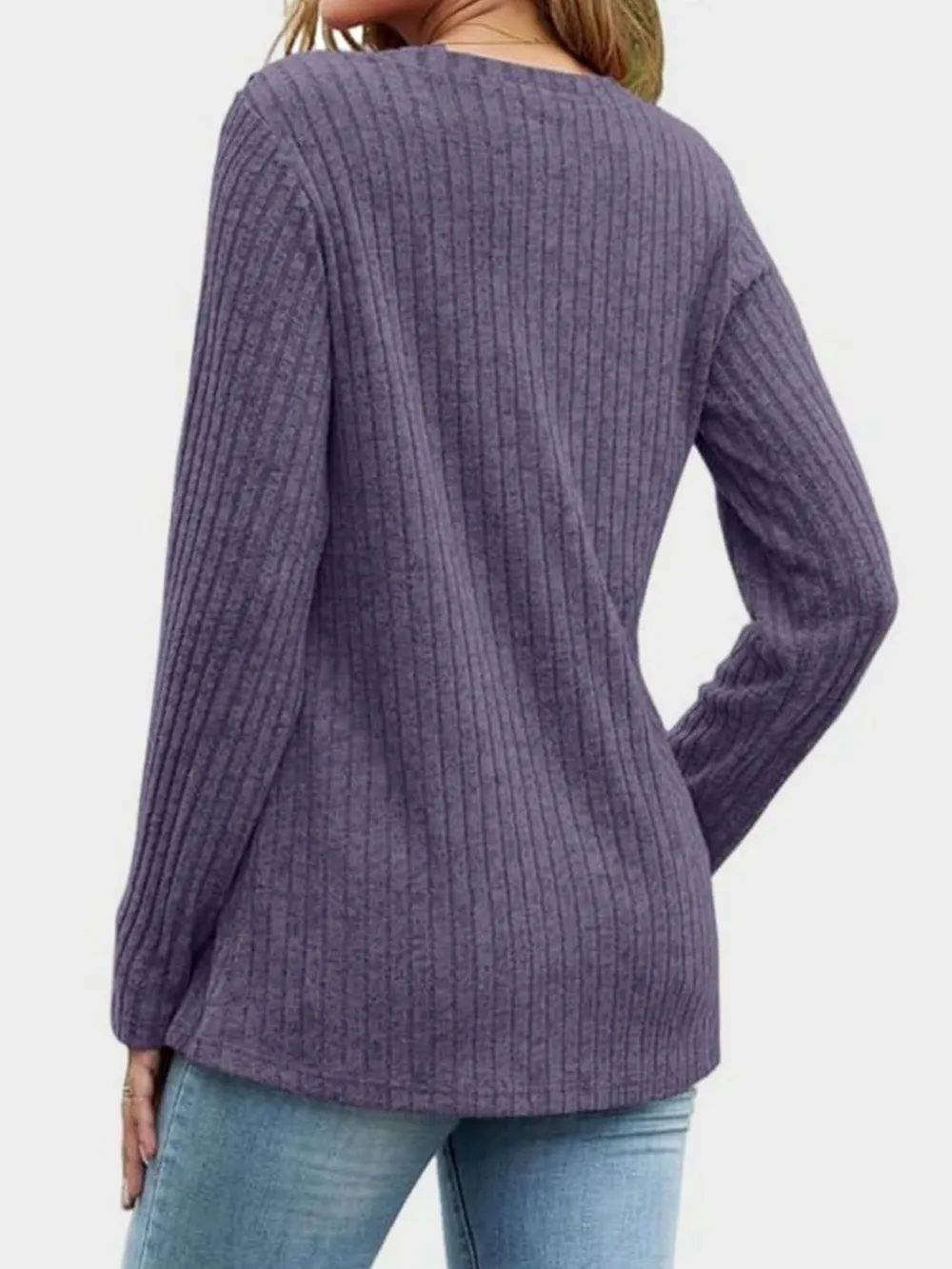V-Neck Long Sleeve T-Shirt, image 11