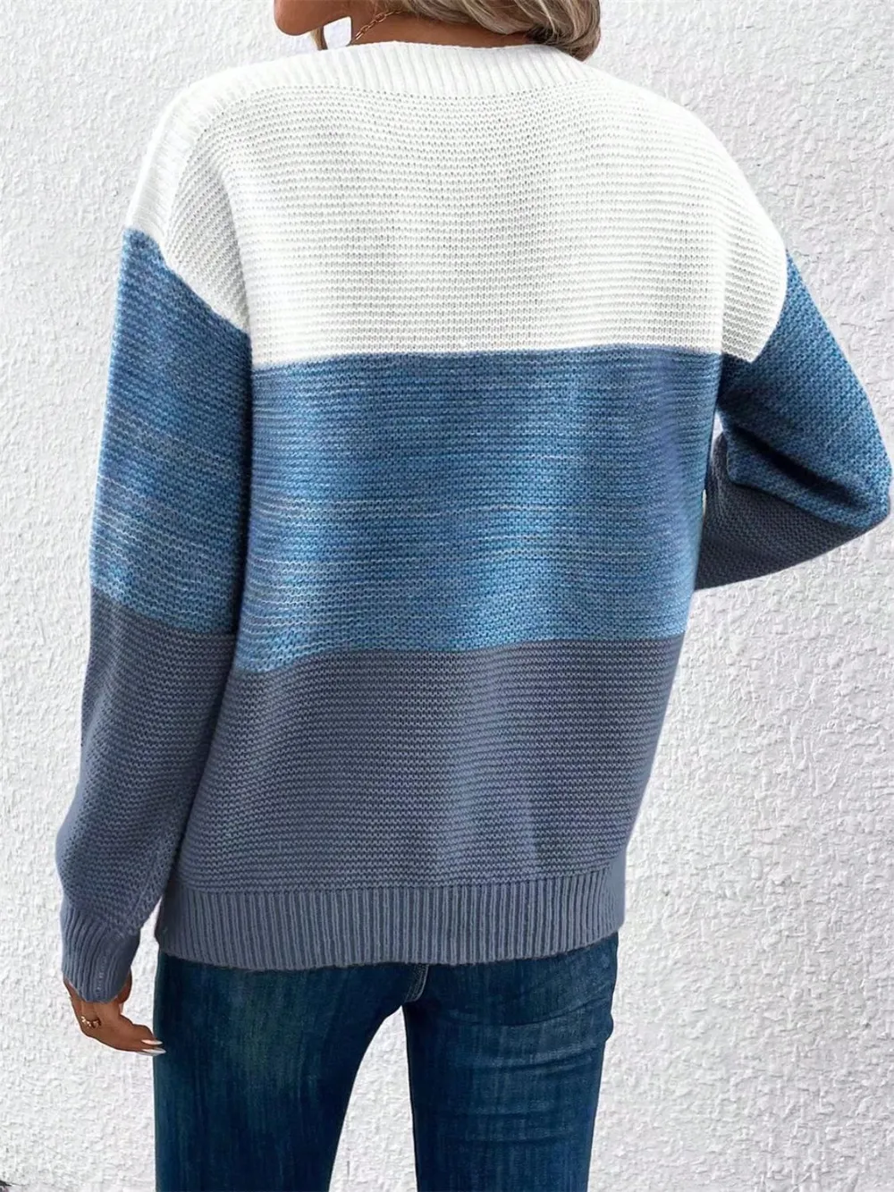 Color Block Drop Shoulder Long Sleeve Sweater, image 21