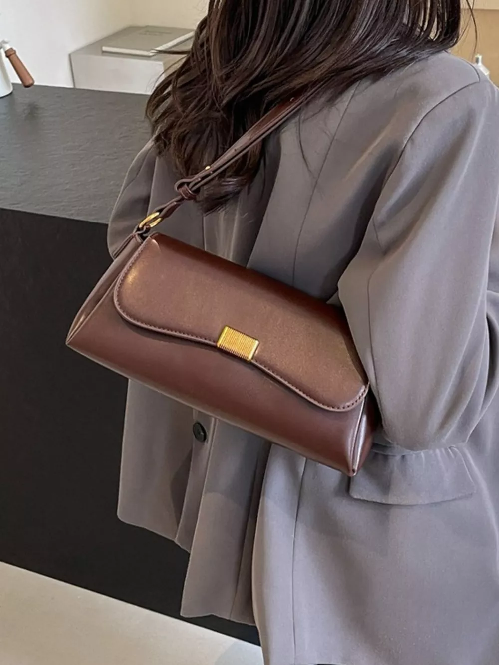 Flap Leather Shoulder Bag, image 3