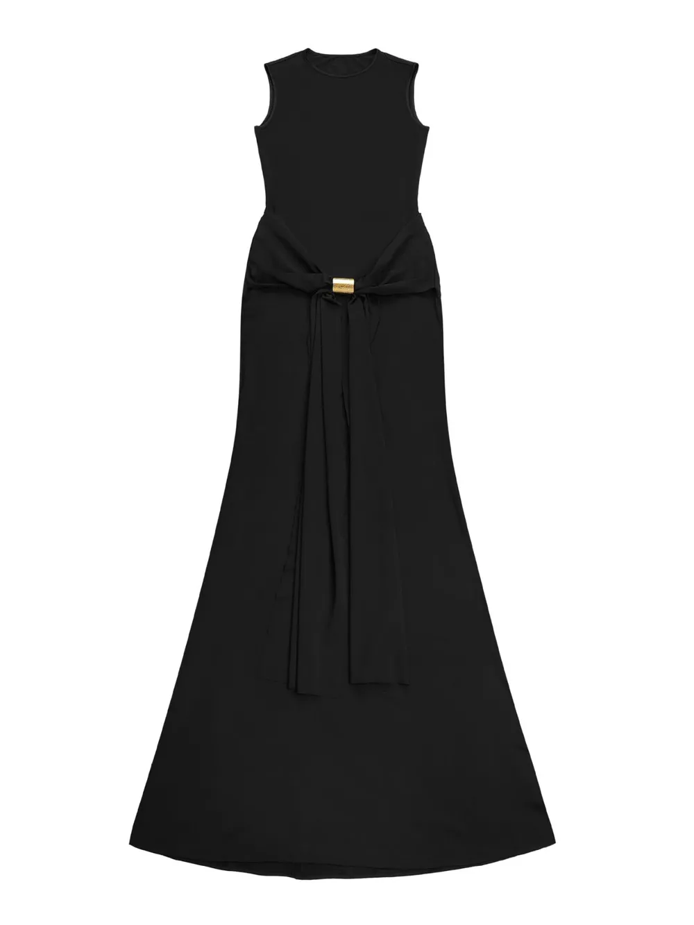 Sleeveless Bodycon Maxi Dress with Gold Buckle Detail, image 3