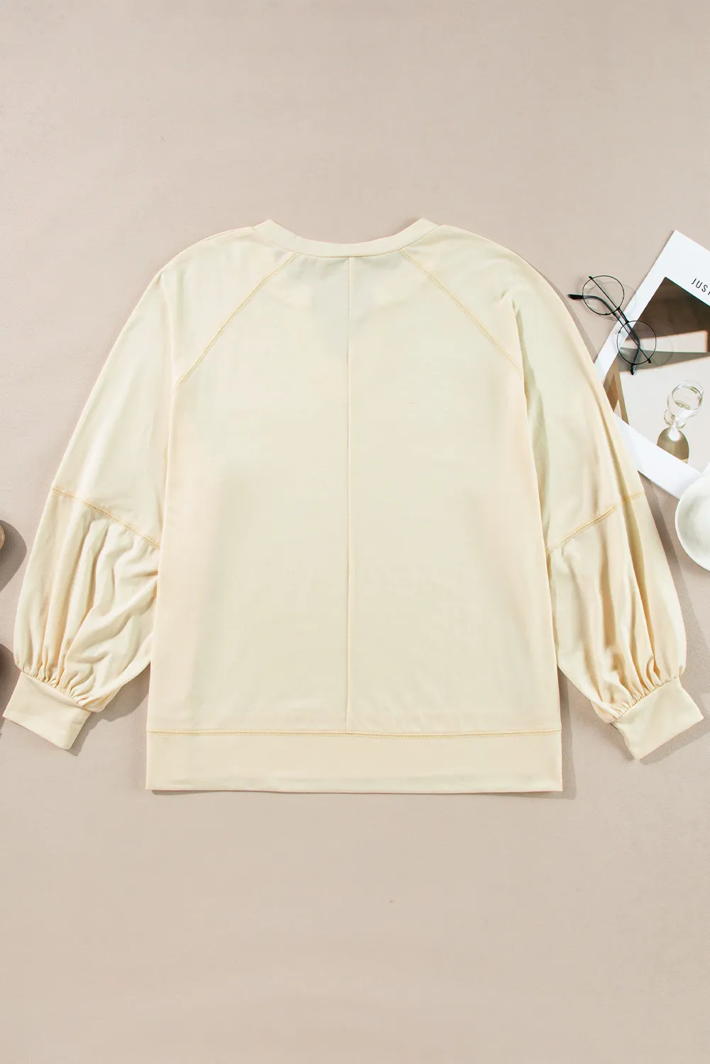 Slit Notched Long Sleeve Blouse, image 4