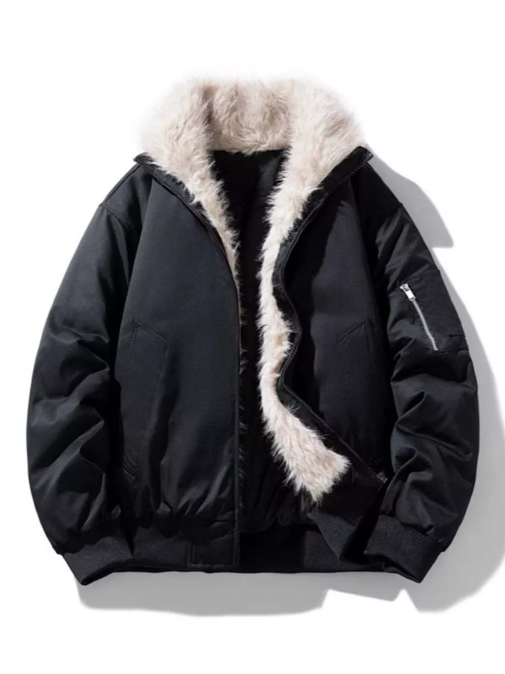Men's Plus Size Zip Up Bomber Jacket, image 3
