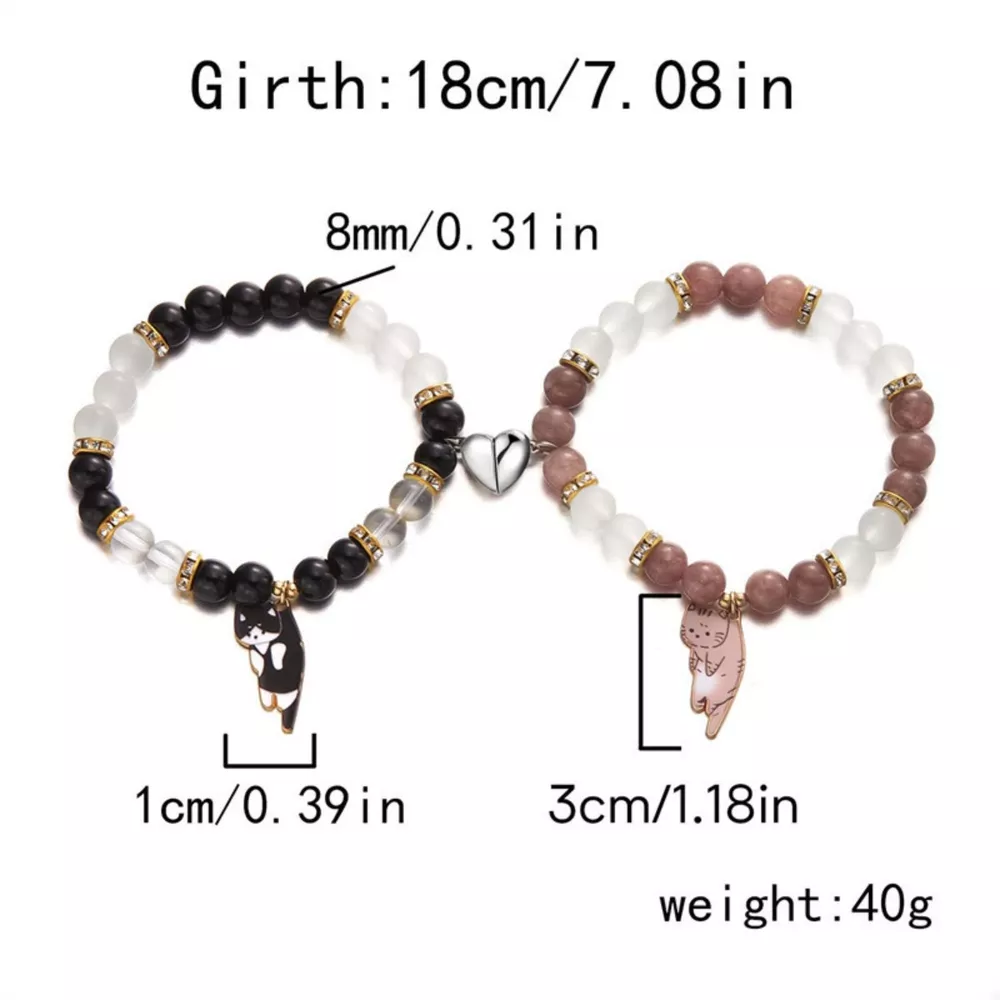 2 Piece Beaded Cat Charm Bracelet, image 8
