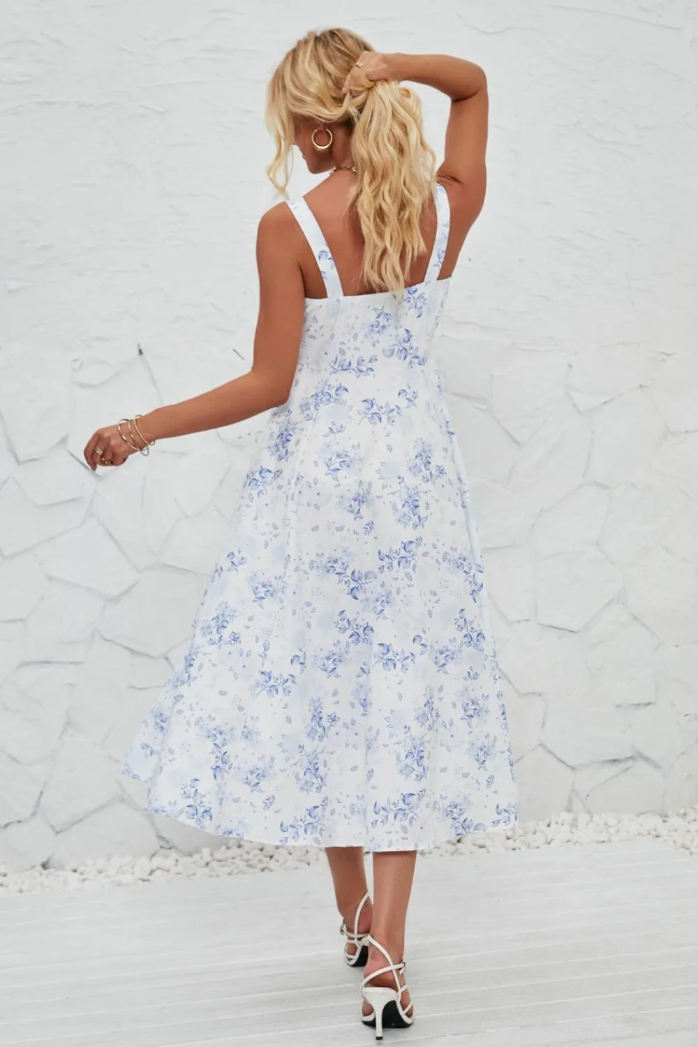 Floral Print Cami Dress with Side Slit, image 3