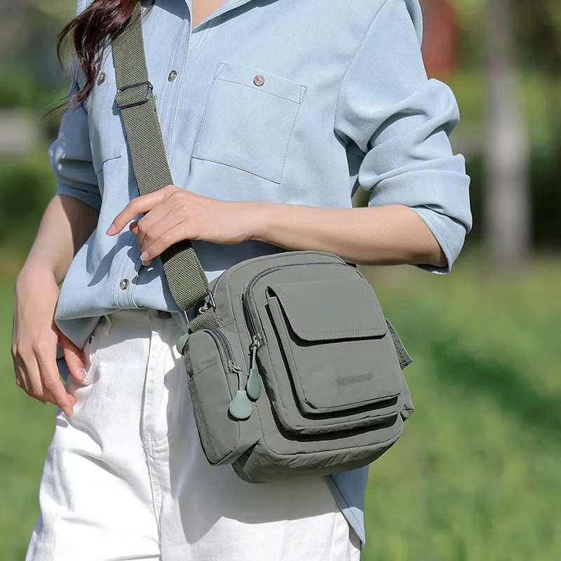 Multi-Pocket Lightweight Nylon Crossbody Bag, image 5
