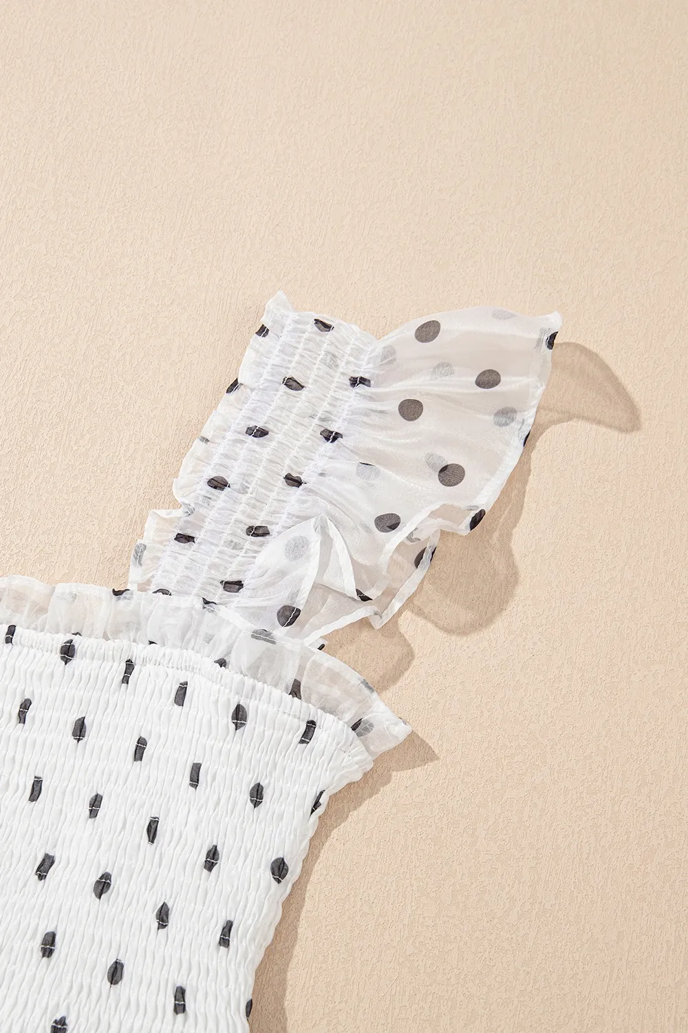 Polka Dot Ruffle Sleeve Smocked Midi Dress, image 10