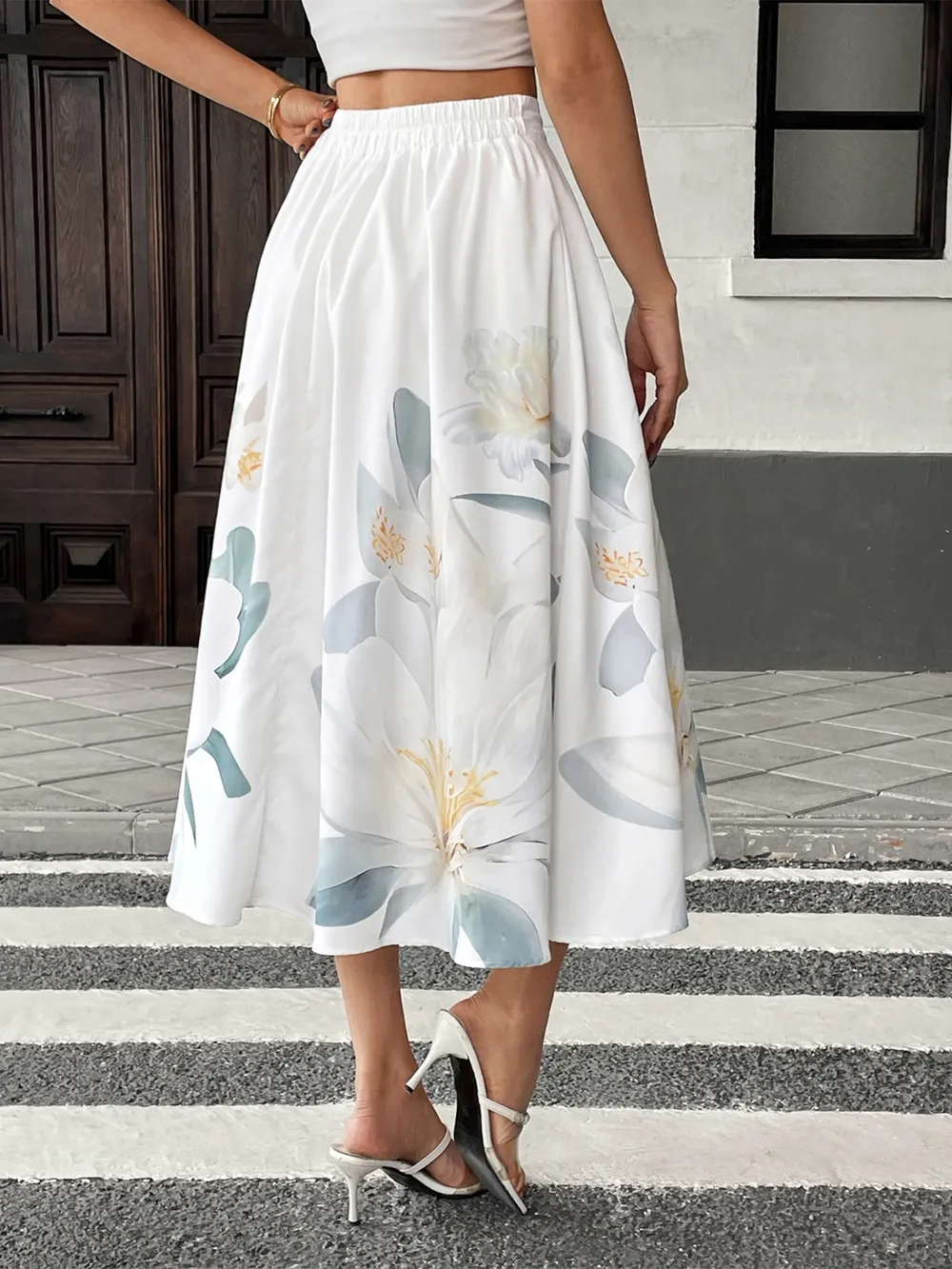 Floral Print Midi Skirt, image 6