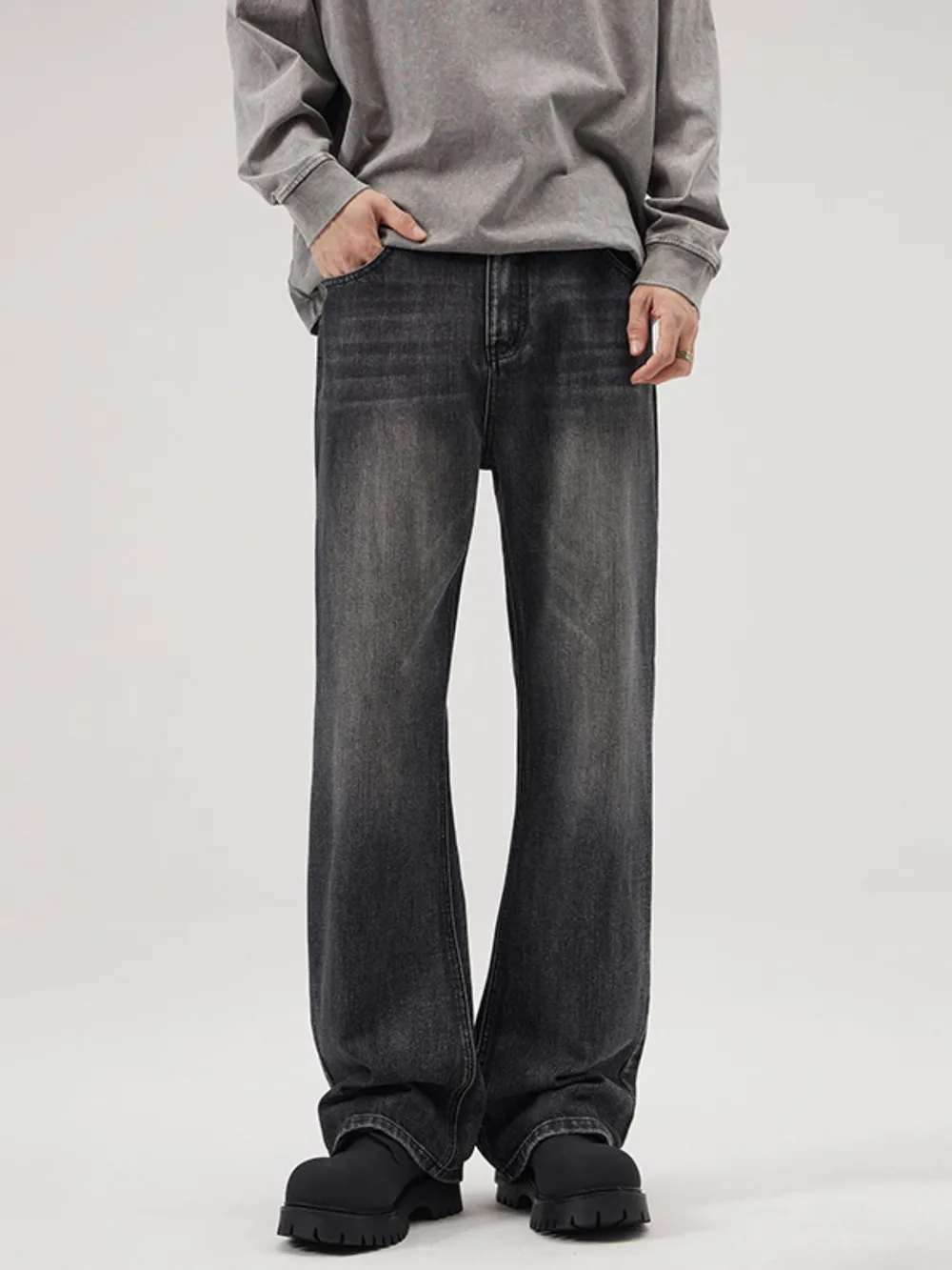 Men's Full Size Washed Straight Leg Jeans Plus Size, image 2