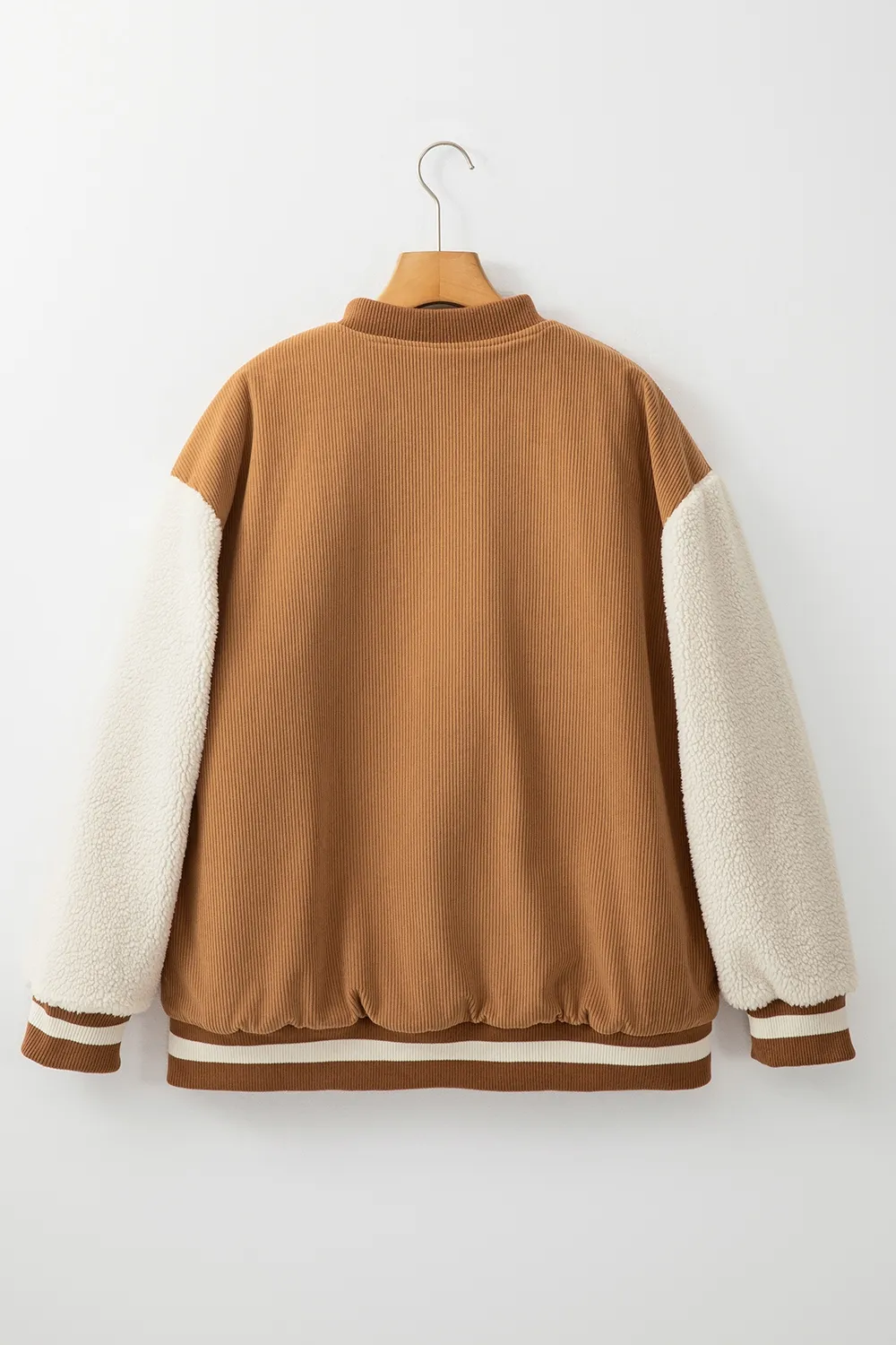 Contrast Baseball Collar Snap Down Long Sleeve Jacket, image 15