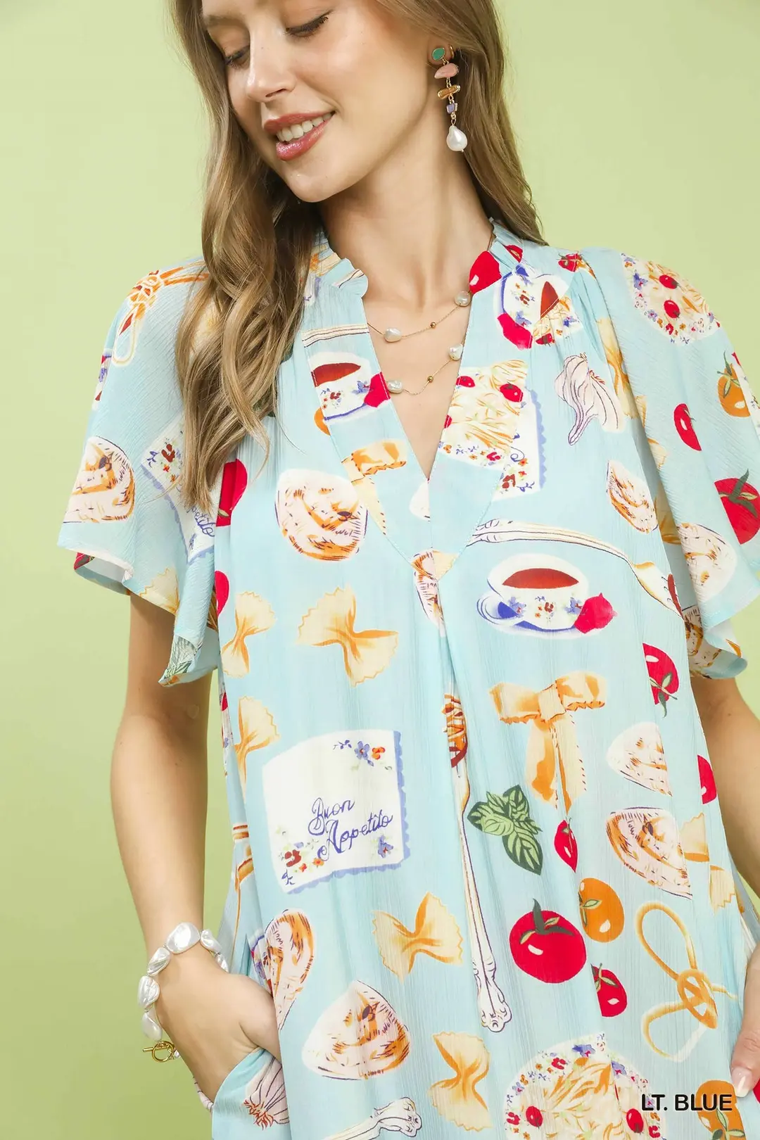 Abstract Print Flutter Sleeve Midi Dress, image 4