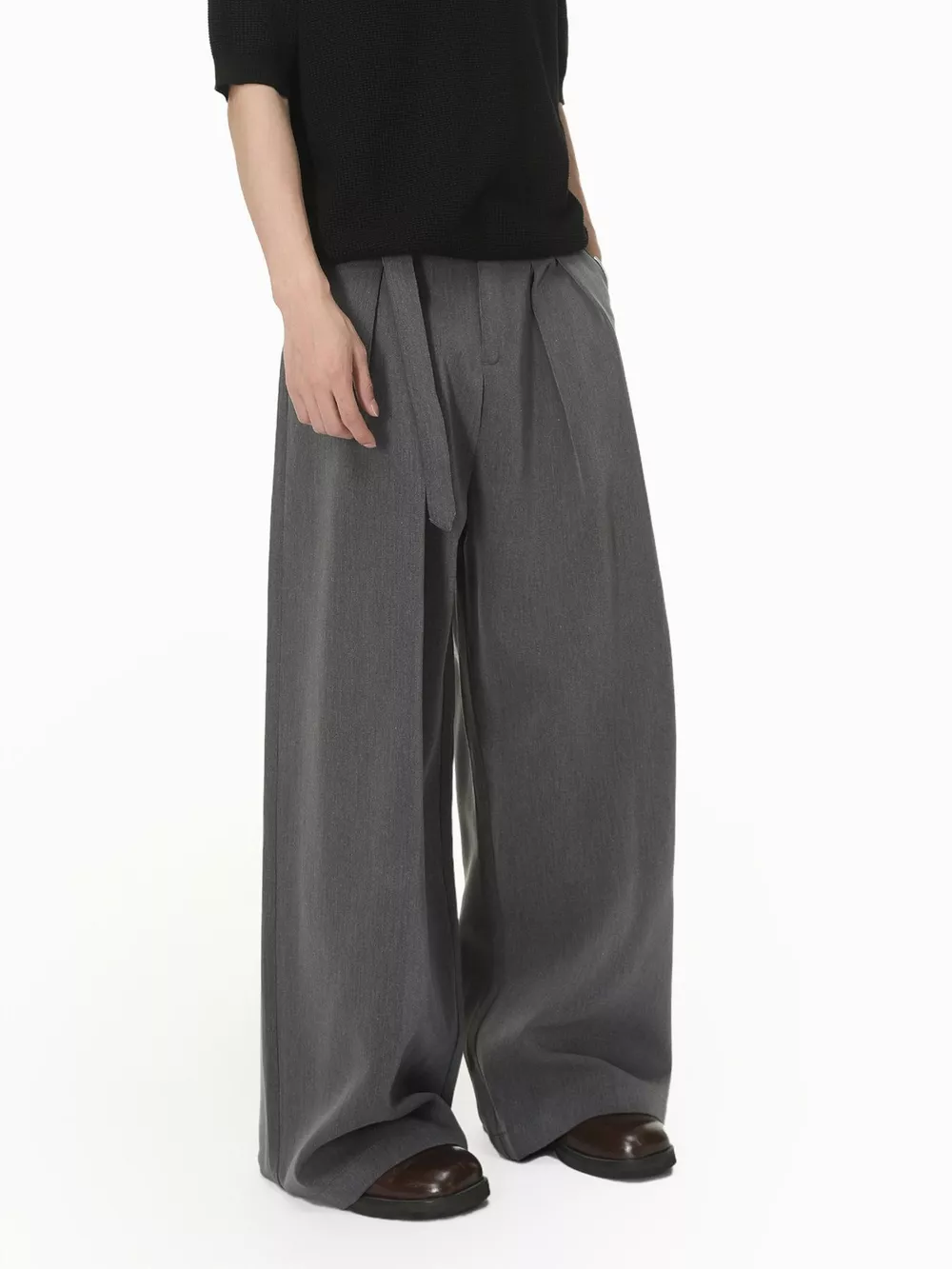 Men's Wide Leg Pleated Pants, image 8
