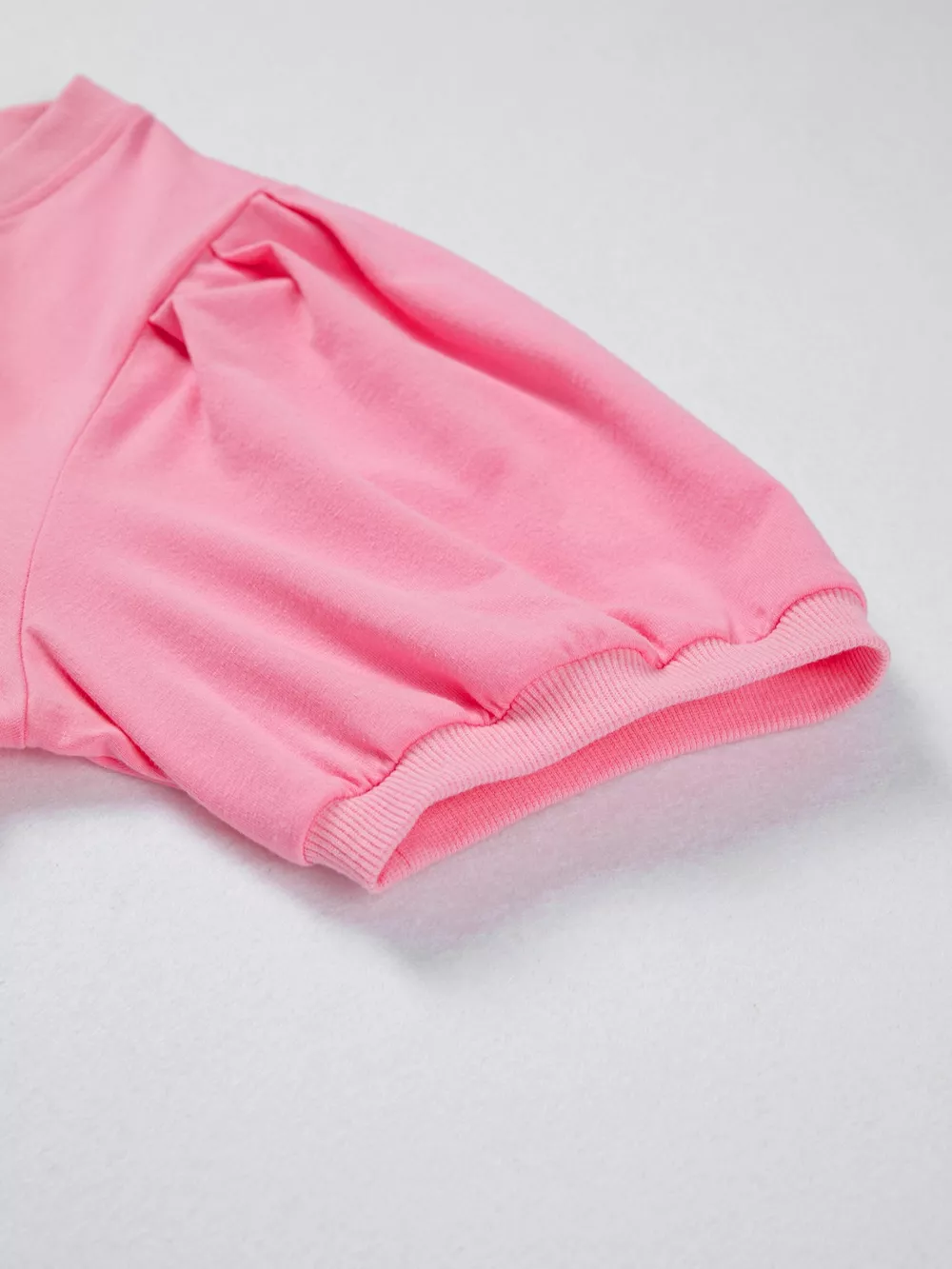 Solid Color V Neck Short Puff Sleeve Blouse, image 9