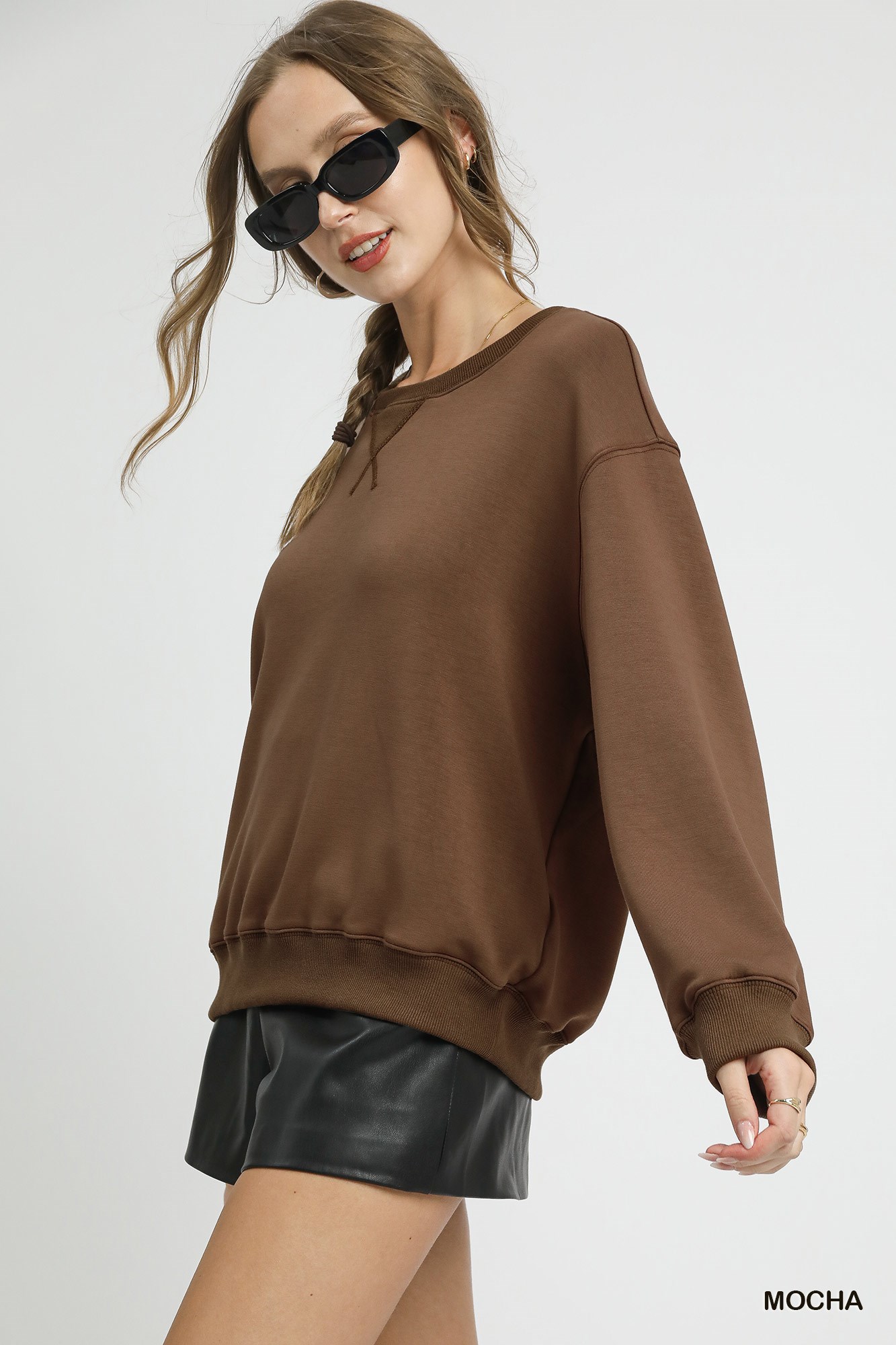 Round Neck Long Sleeve Fleece Sweatshirt, image 4