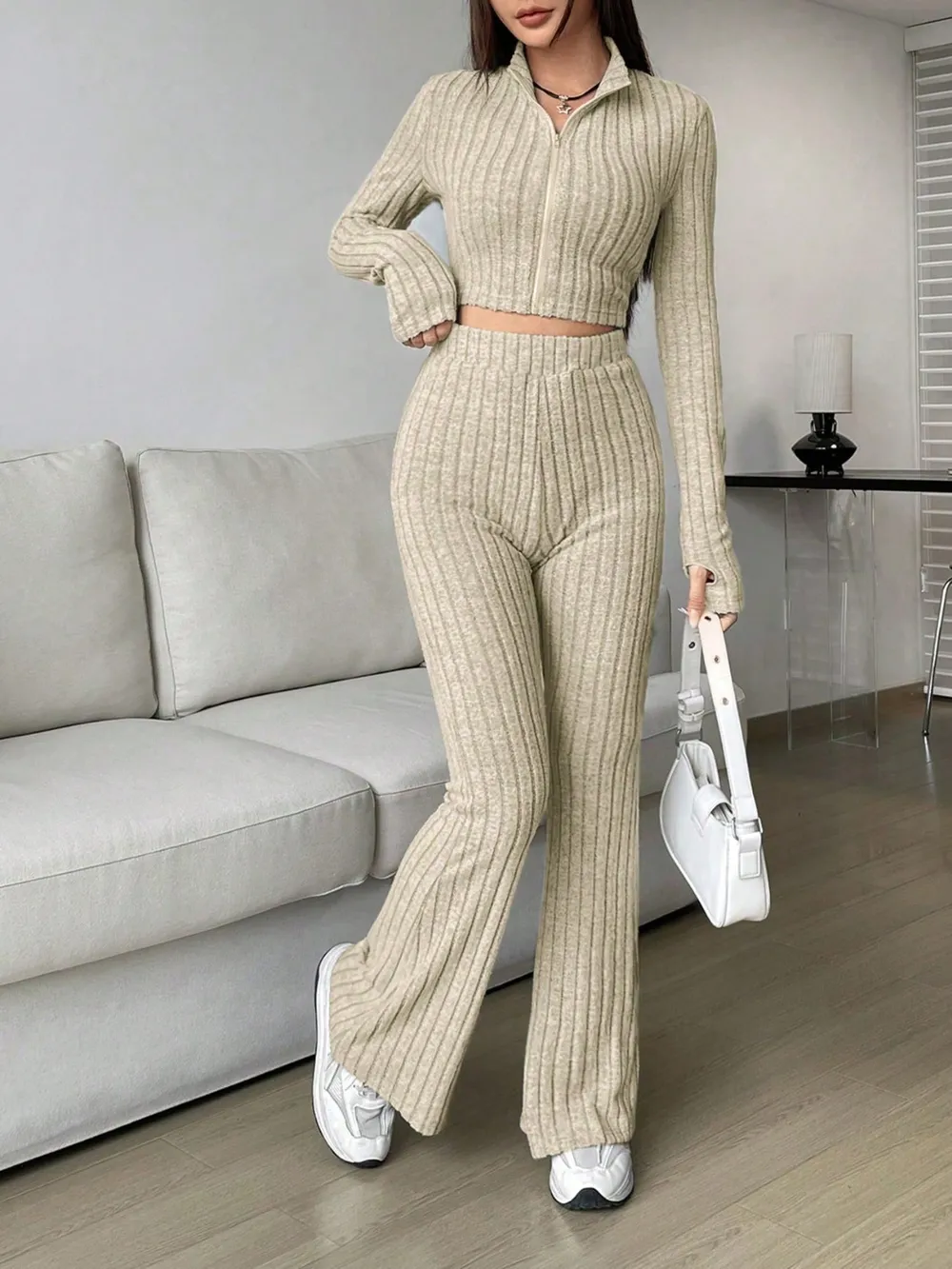 Zip Up Long Sleeve Top and Pants Set, image 14