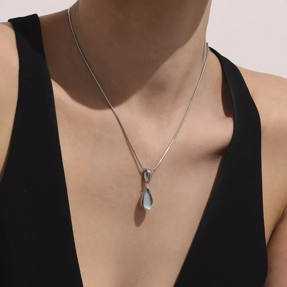 Stainless Steel Teardrop Necklace, image 6