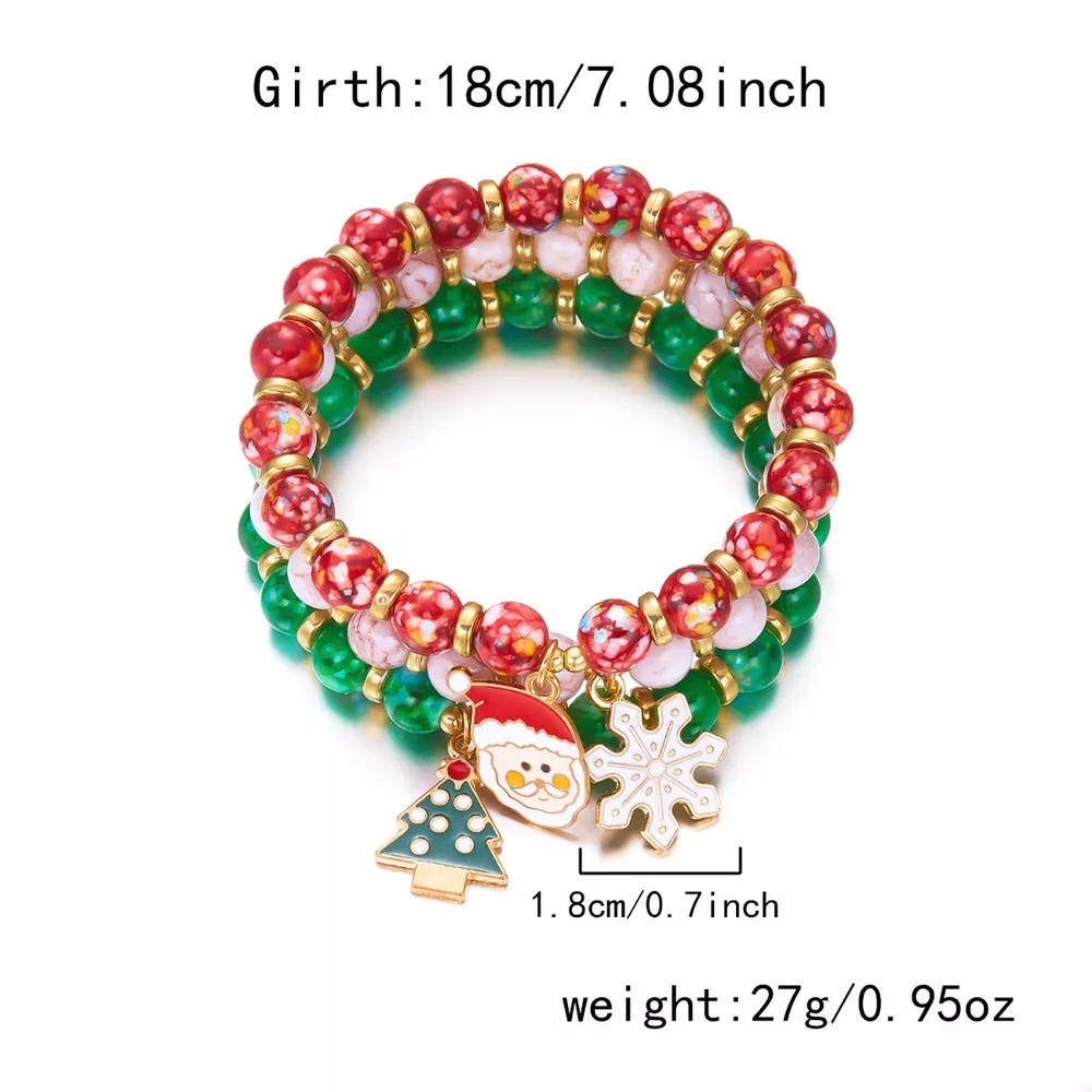 3 Piece Christmas Charm Beaded Bracelet, image 8