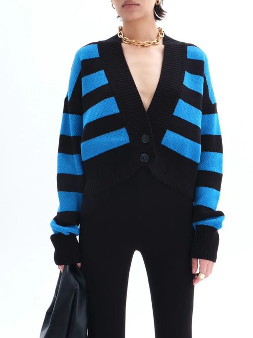 Striped Button Down Drop Shoulder Cardigan, image 13