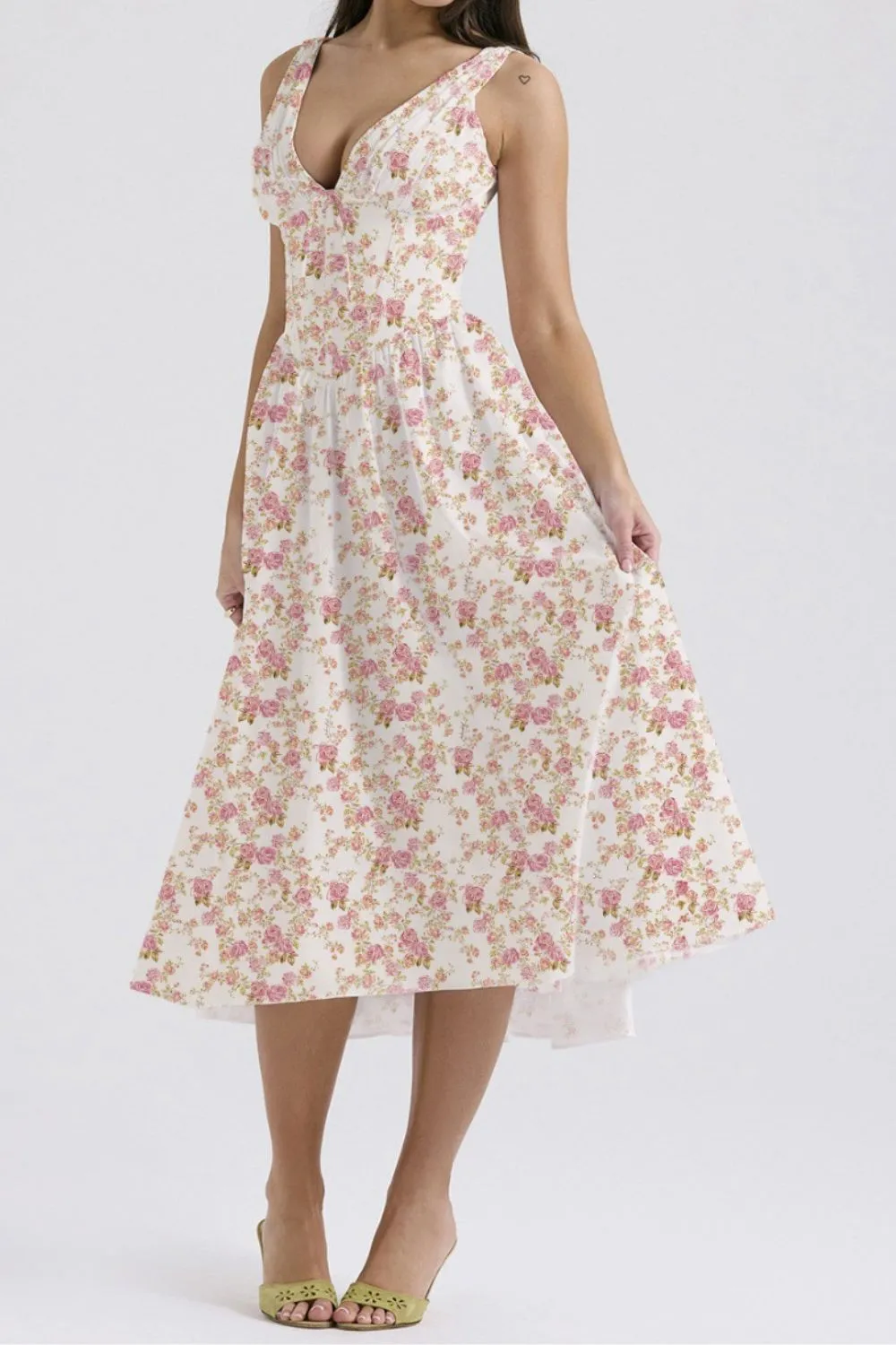 Floral V-Neck Sleeveless Midi Dress with Pockets, image 11