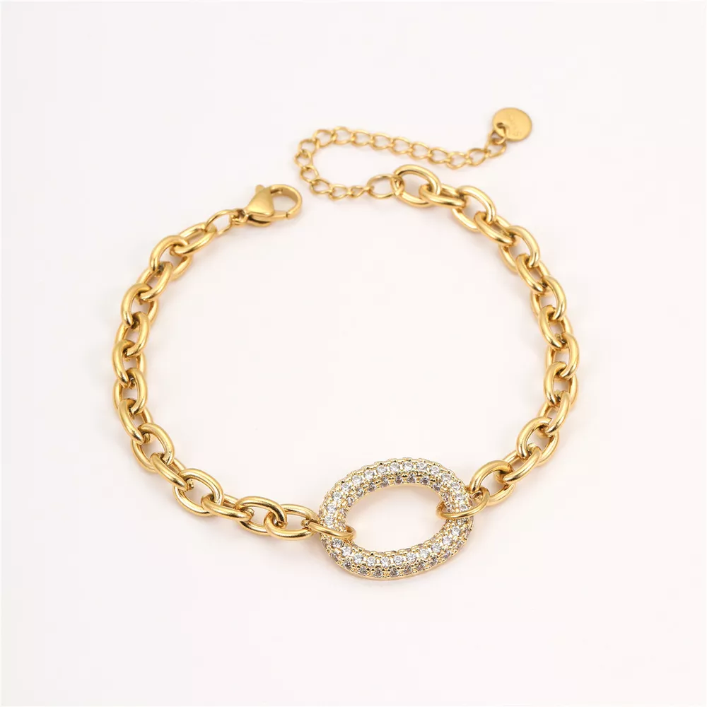 18K Gold-Plated Rhinestone Chain Bracelet, image 5