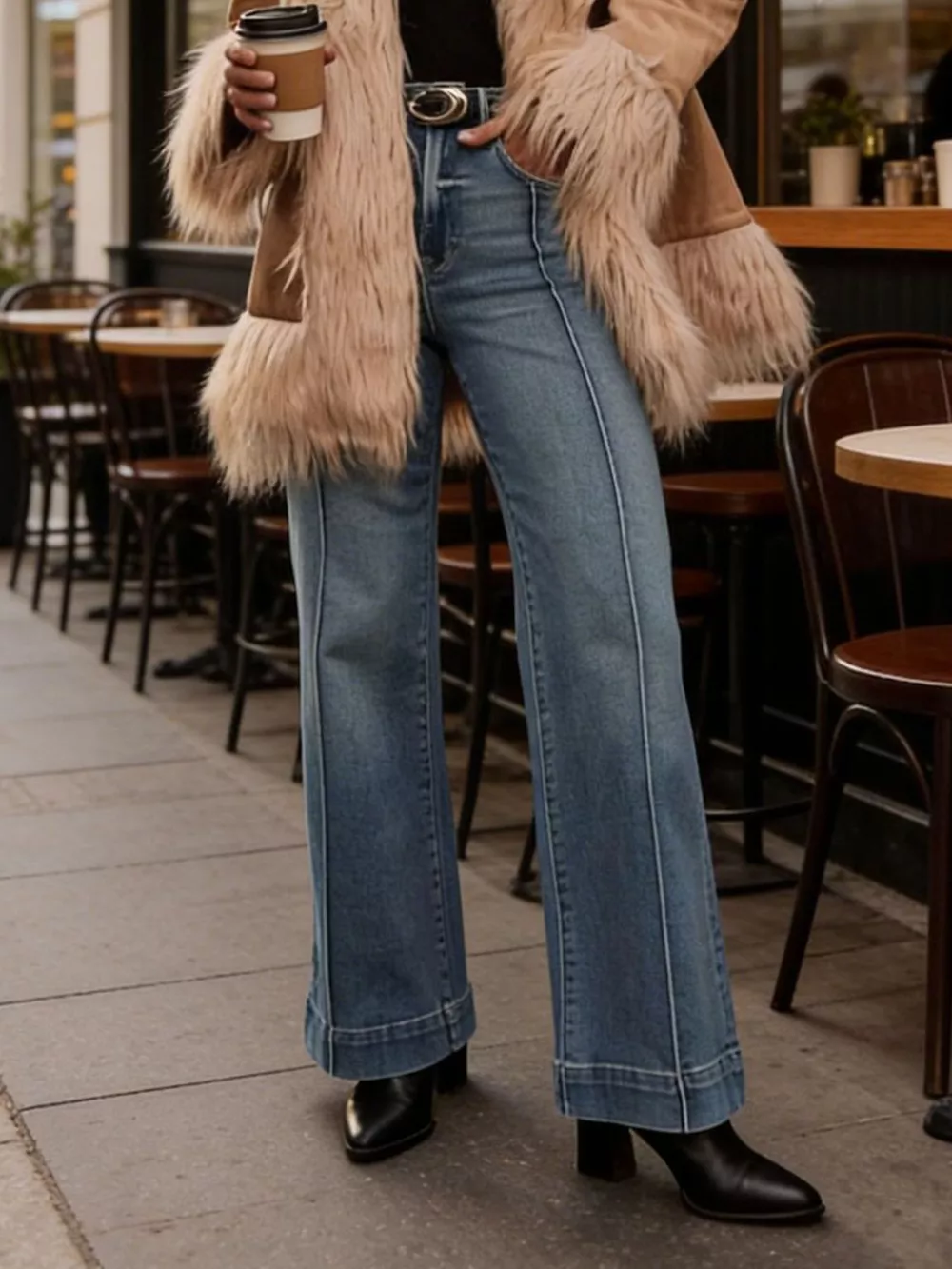 High-Waisted Flare Leg Jeans, image 4