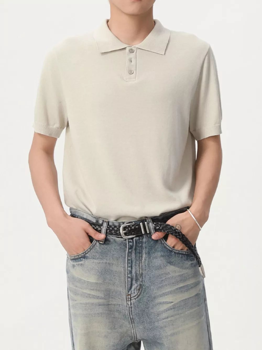 Men's Button Detail Short Sleeve Polo, image 2