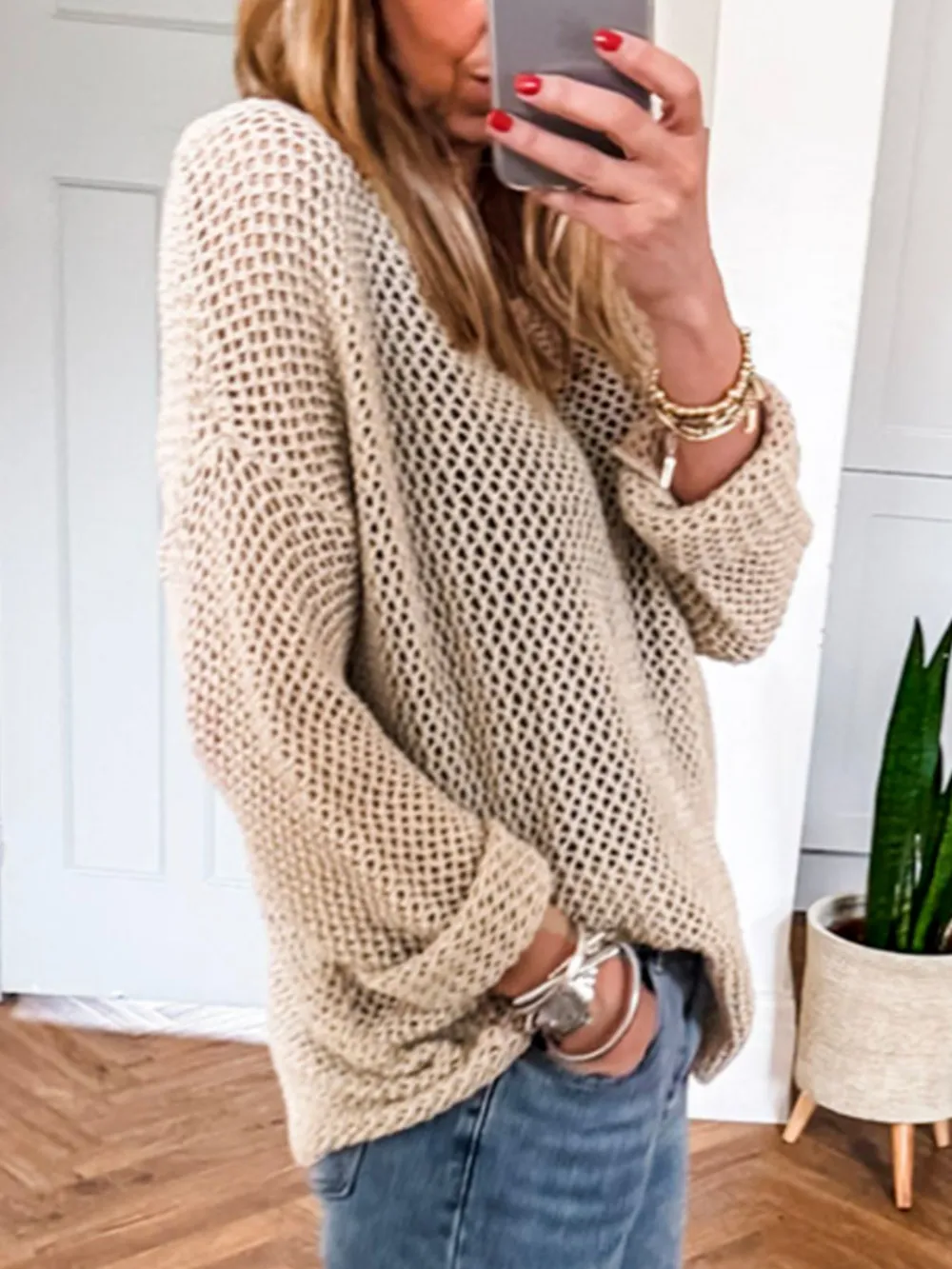 Lightweight Openwork Knit Cover Up, image 10