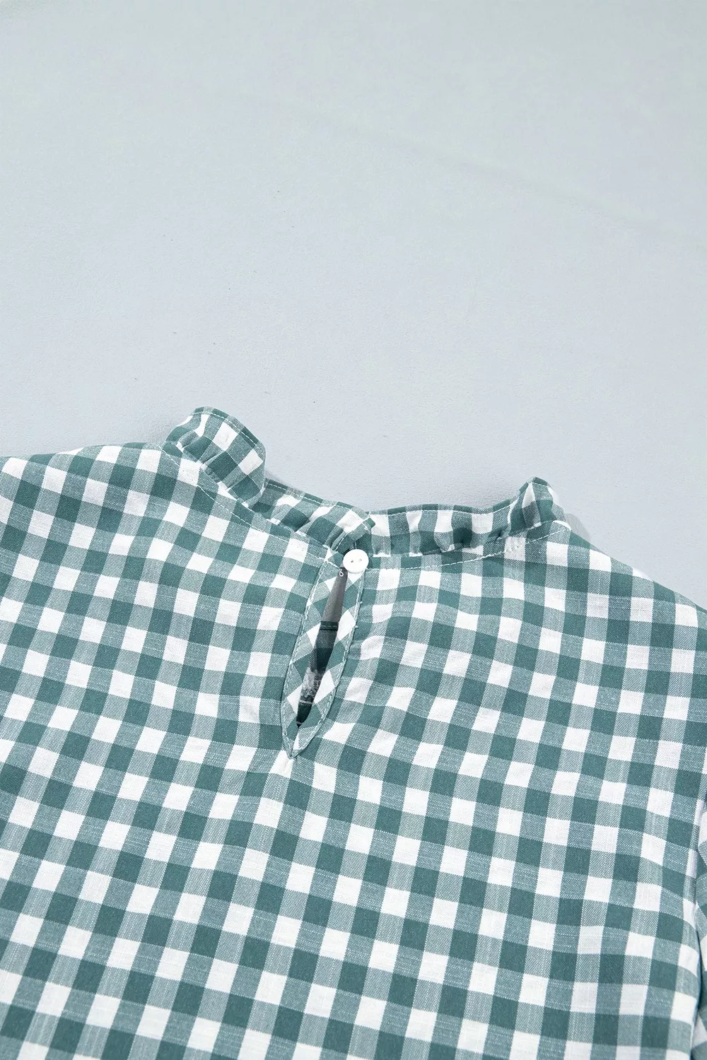 3/4 Sleeve Shirred Plaid Peplum Top, image 8