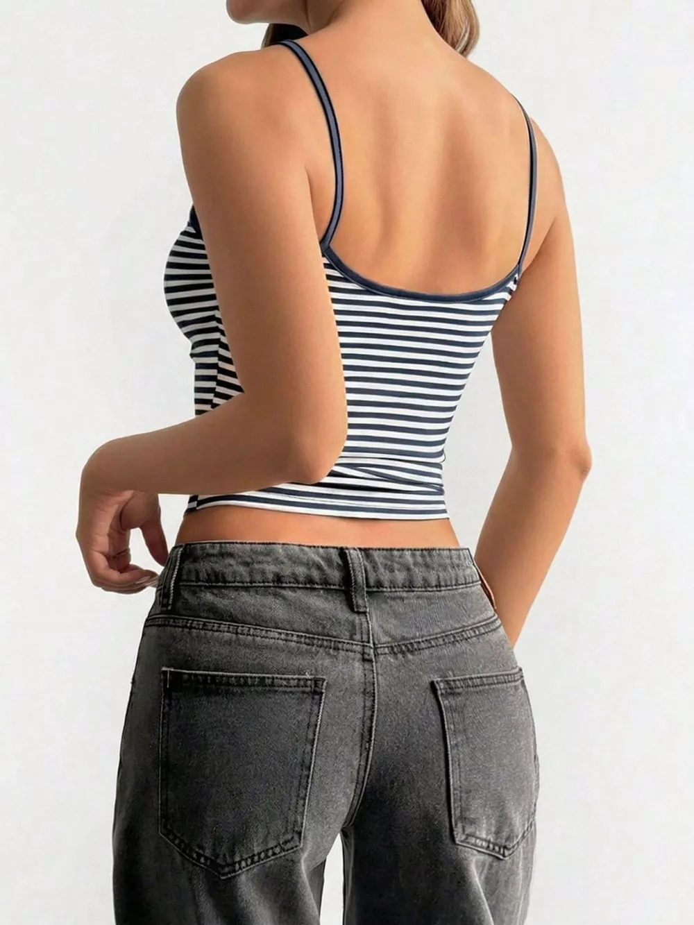 Striped Lace Trim Cami, image 3