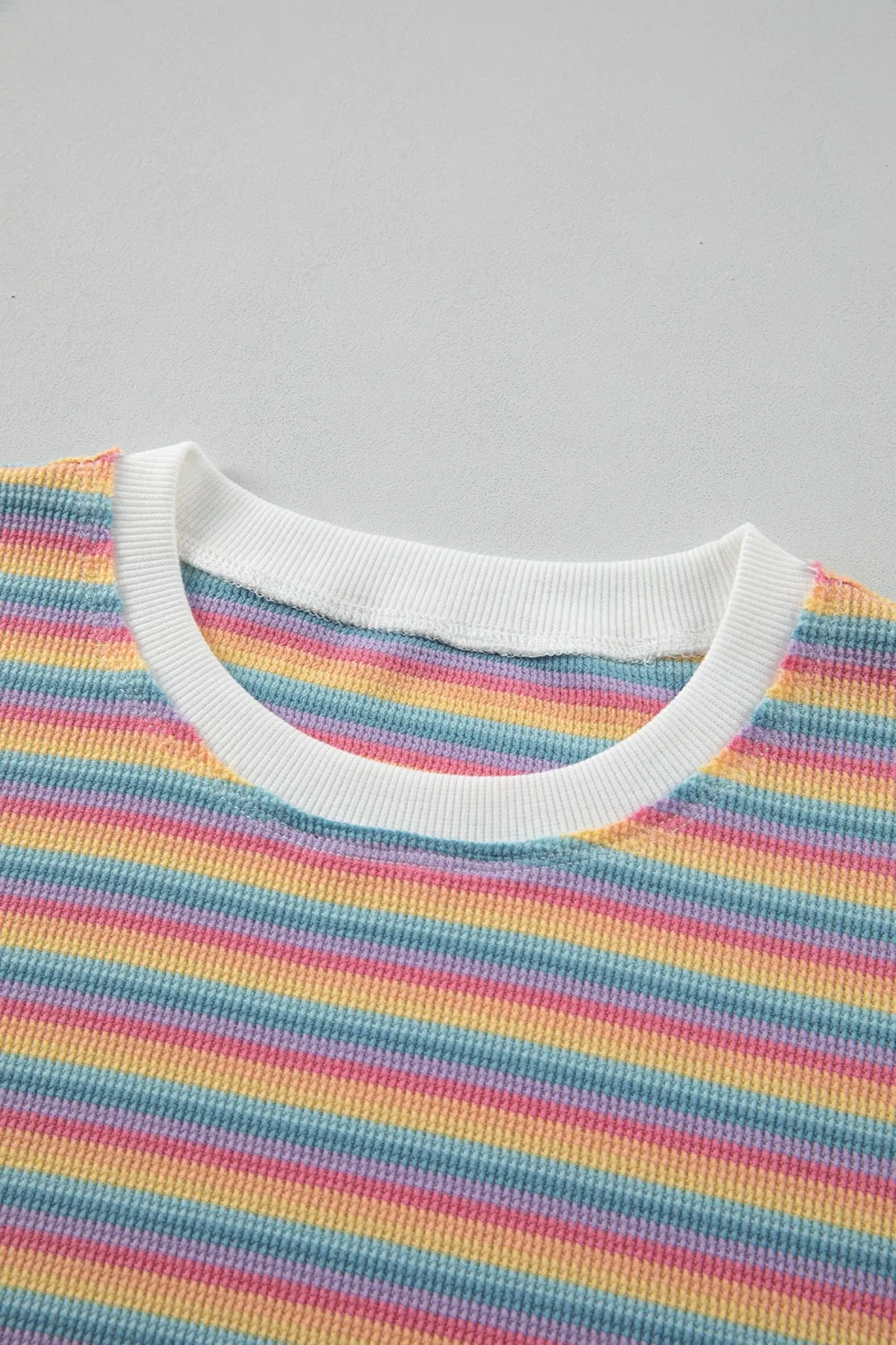 Striped Round Neck Top and Shorts Set, image 5