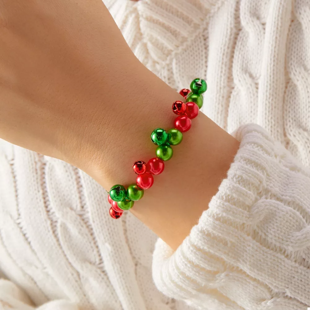 Christmas Holiday Beaded Bell Bracelet, image 5