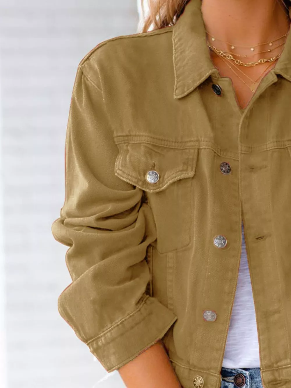 Button Up Long Sleeve Denim Jacket, image 23