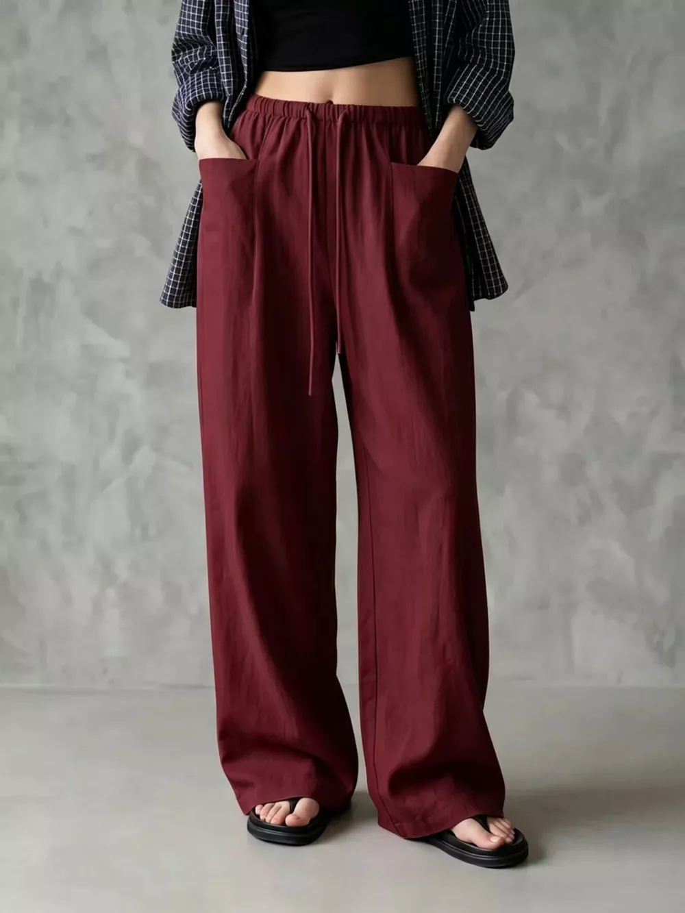 Full Size Drawstring Wide-Leg Casual Pants Plus Size, image 16